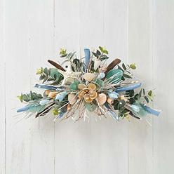 Holiday Tree Handcrafted 25-inch Coastal Horizontal Summer Swag Decor with Capiz Shells For Home, Staircase, Wall, Mantel and Mo