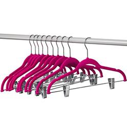 Home-it 10 Pack Clothes Hangers with clips - PINK Velvet Hangers - made for skirt hangers - Clothes Hanger - pants hangers - Ult