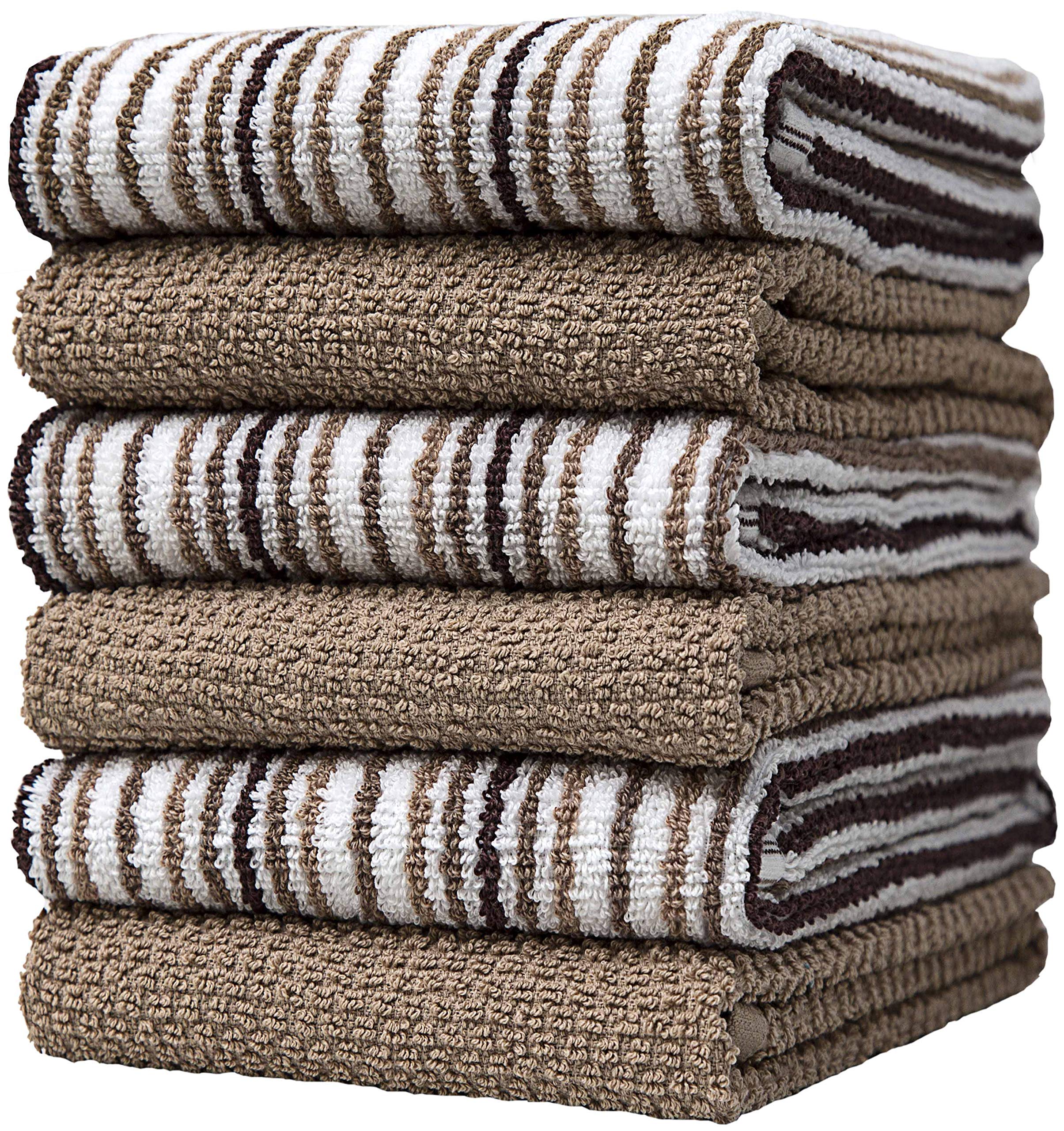 Bumble Towels Kitchen Towels 16”x 26”- 6 Pack | Large Cotton Kitchen Hand Towels | Dish Towels | Popcorn Stripe Design | 400 GSM Highly Absorb
