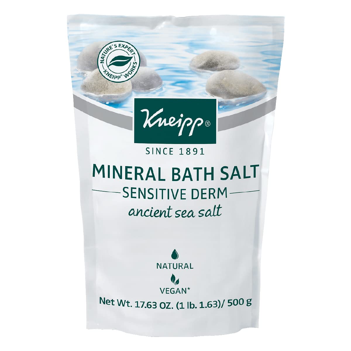 Kneipp Sensitive Derm Ancient Sea Mineral Bath Salt, Self-Care for Sensitive Skin, 17.6 Ounces For Up To 10 Baths