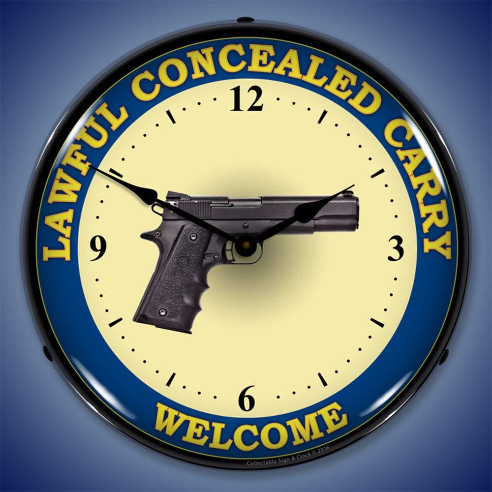 Collectable Sign and Clock Lawful Concealed Carry LED Wall Clock, Retro/Vintage, Lighted, 14 inch