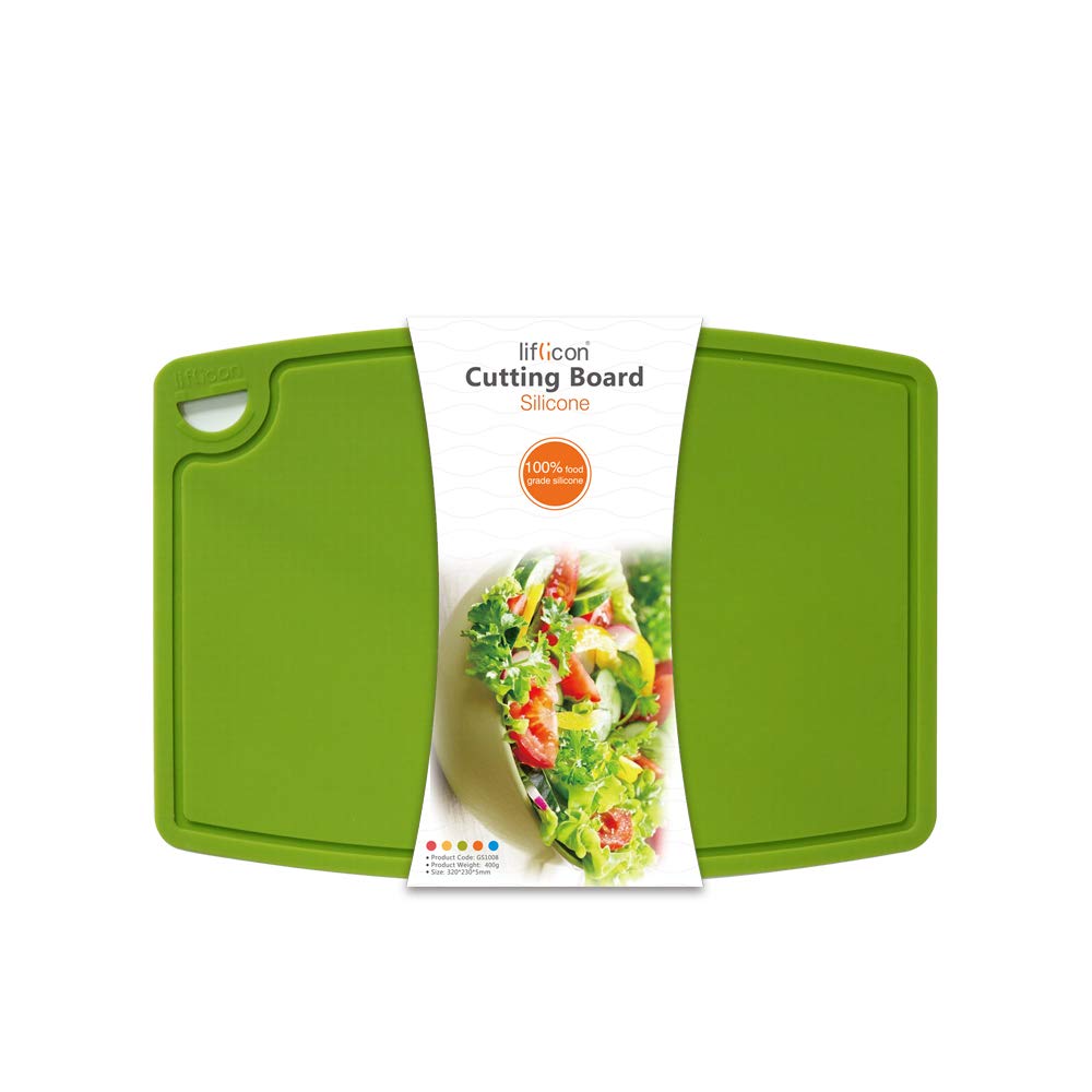 Liflicon Extra Large Thick Silicone Cutting Board 14.6'' x 10.43'' Chopping  Board Flexible Cutting Mats Dishwasher Safe-Green