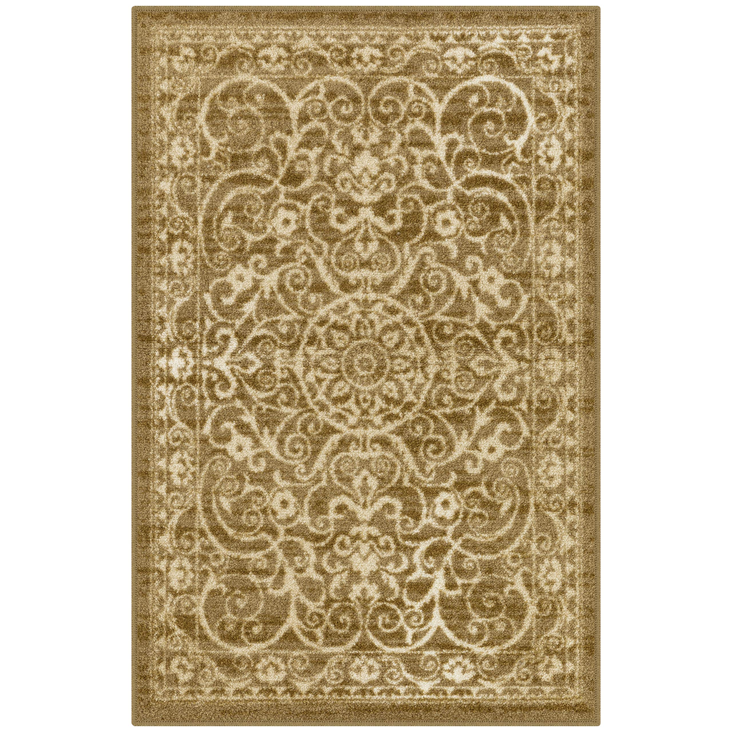 Maples Rugs Pelham Vintage Kitchen Rugs Non Skid Accent Area Carpet [Made in USA], 2'6 x 3'10, Khaki, Model:AG4055401