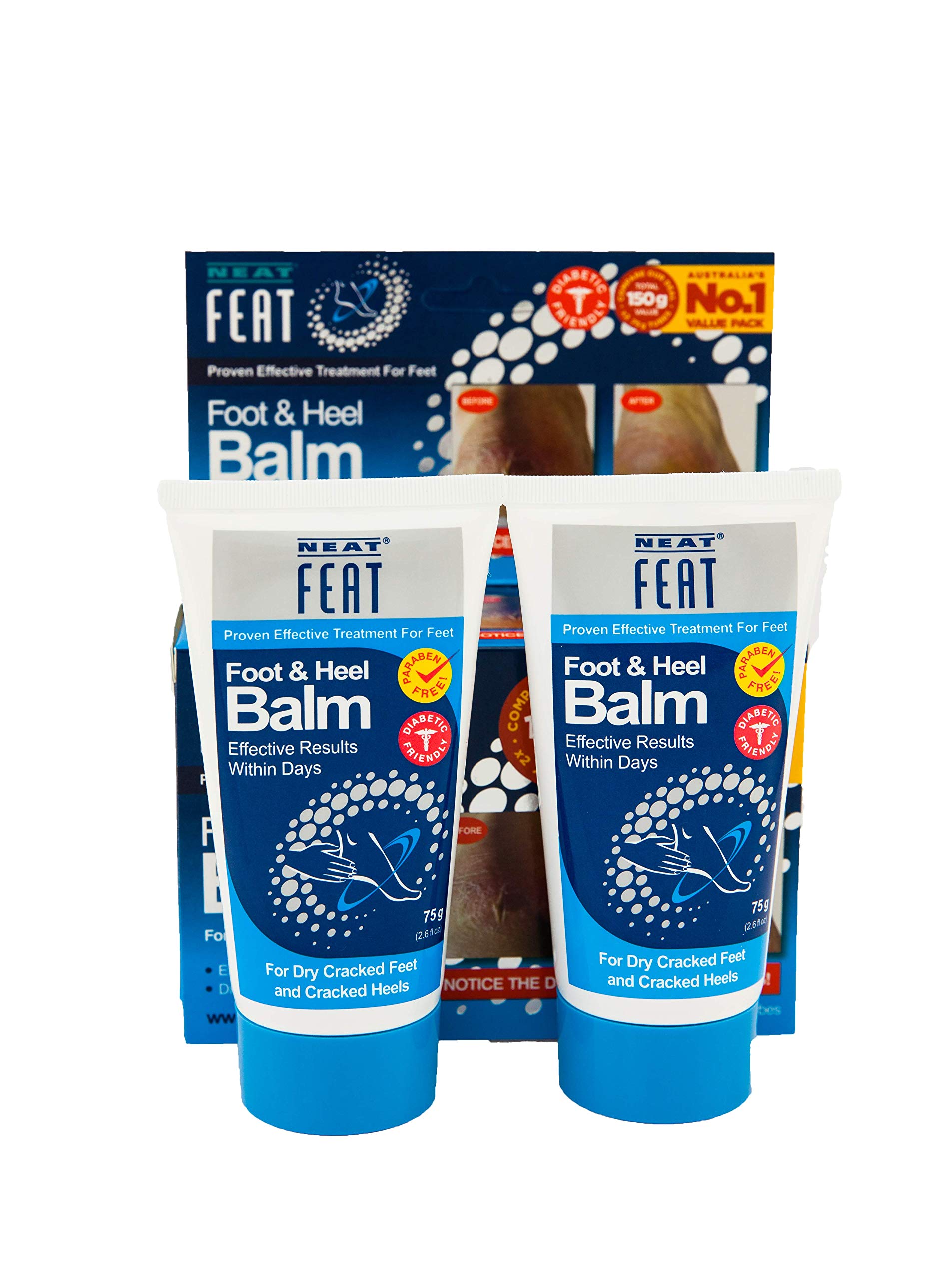 Neat Feat Foot and Heel Balm, 2 for 1, Moisturizing Foot Cream, for Dry & Cracked Skin on Heels and Feet, 5.2 Fl Oz