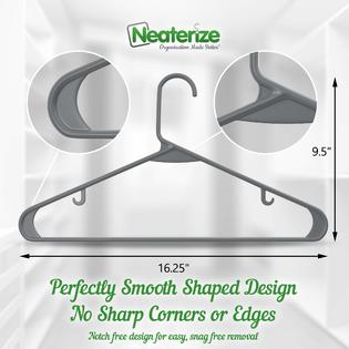 Neaterize Plastic Clothes Hangers Heavy Duty - Durable Coat and Clothes  Hangers - Lightweight Space Saving Laundry Hangers 