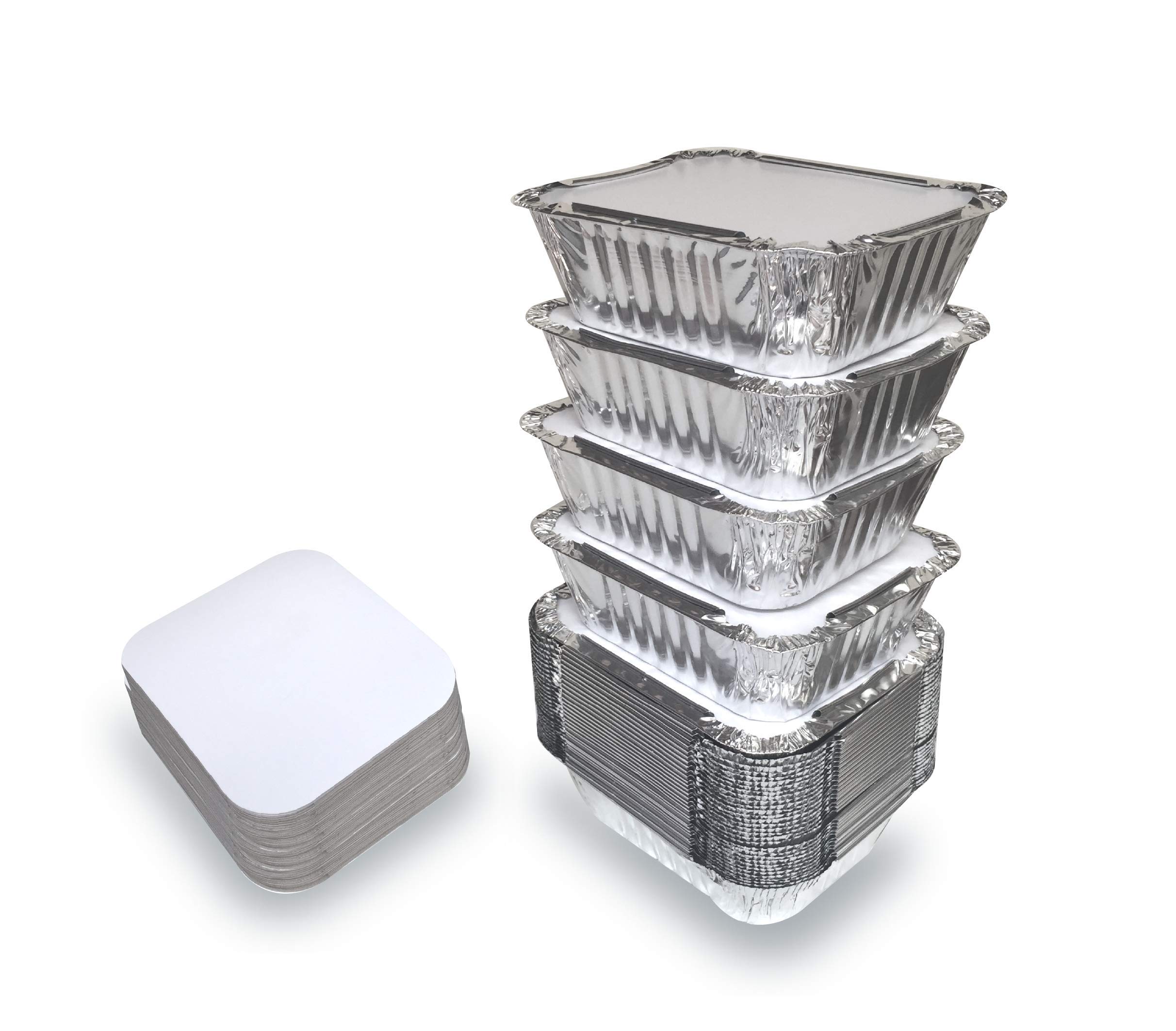 Spare Essentials 55 Pack - Aluminum Pan/Containers with Lids/Foil Containers/Aluminum  Pans with Lids/Take Out Containers/Disposa