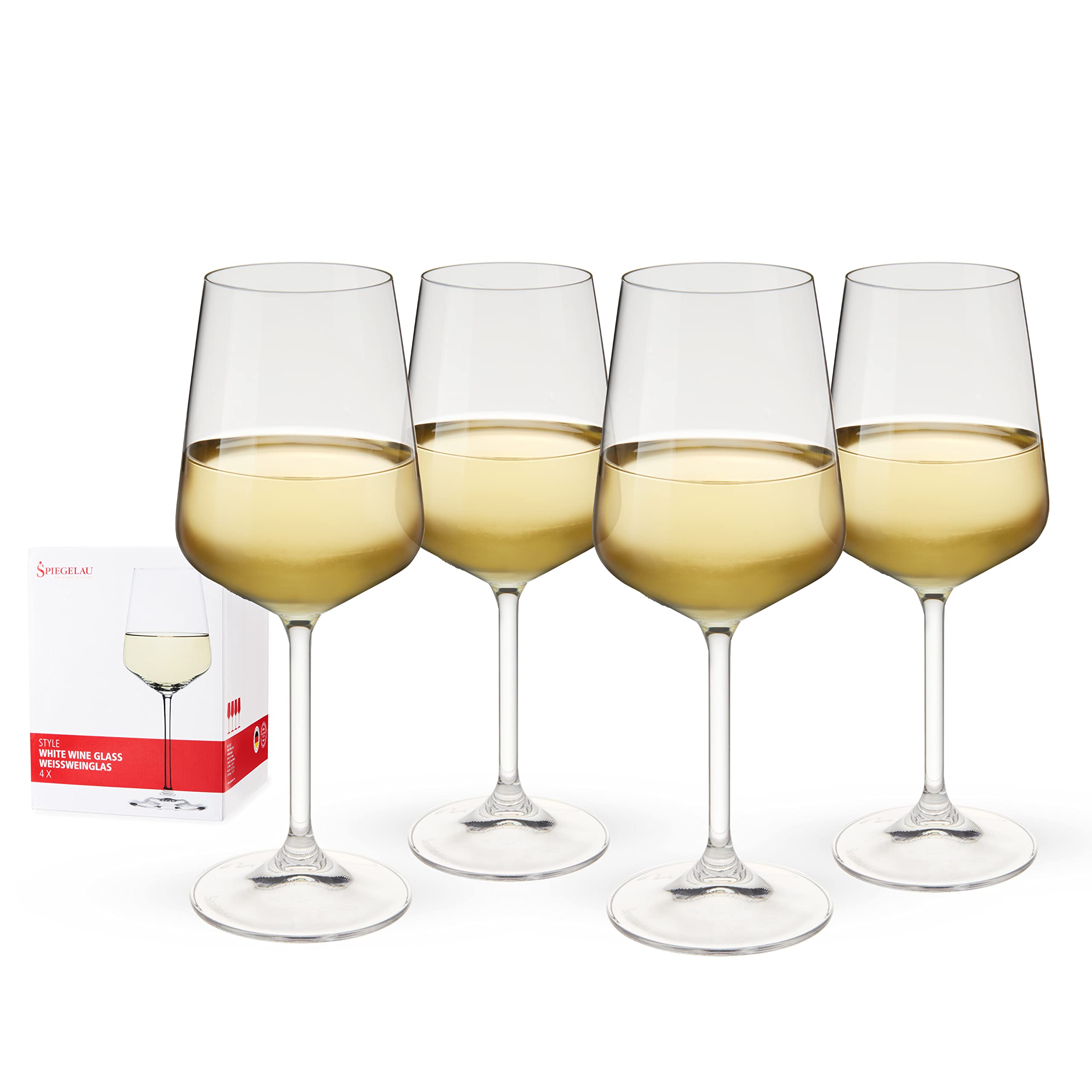 Spiegelau Style White Set of 4 European-Made Lead-Free Crystal, Classic Stemmed, Dishwasher Safe, Professional Quality Wine Glas