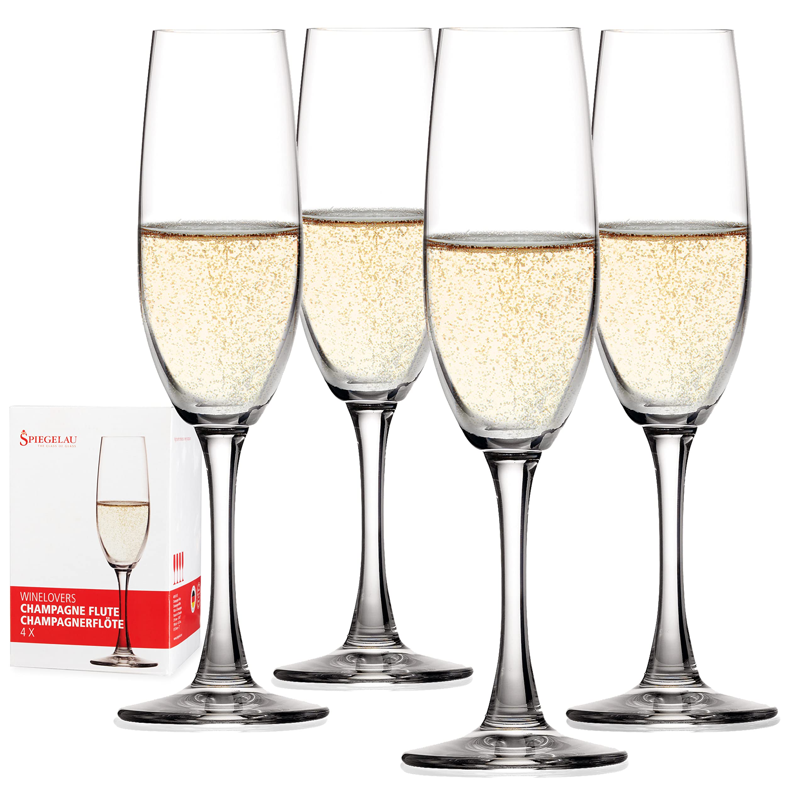 Spiegelau Wine Lovers Champagne Wine Glasses, Set of 4, European-Made Lead-Free Crystal, Classic Stemmed, Dishwasher Safe, Profe