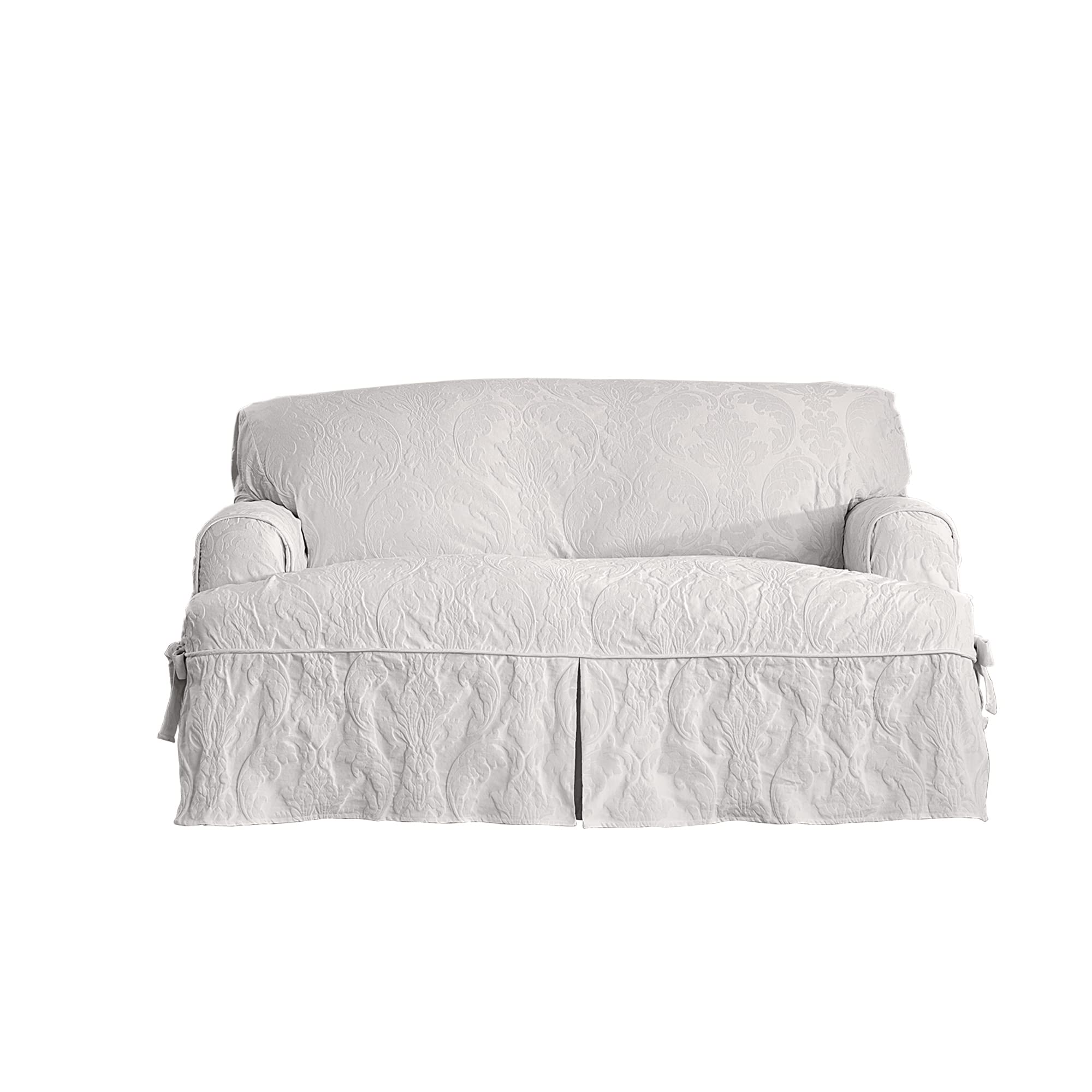 Sure Fit SureFit Matelasse Damask Furniture Cover, Loveseat T-Cushion, White