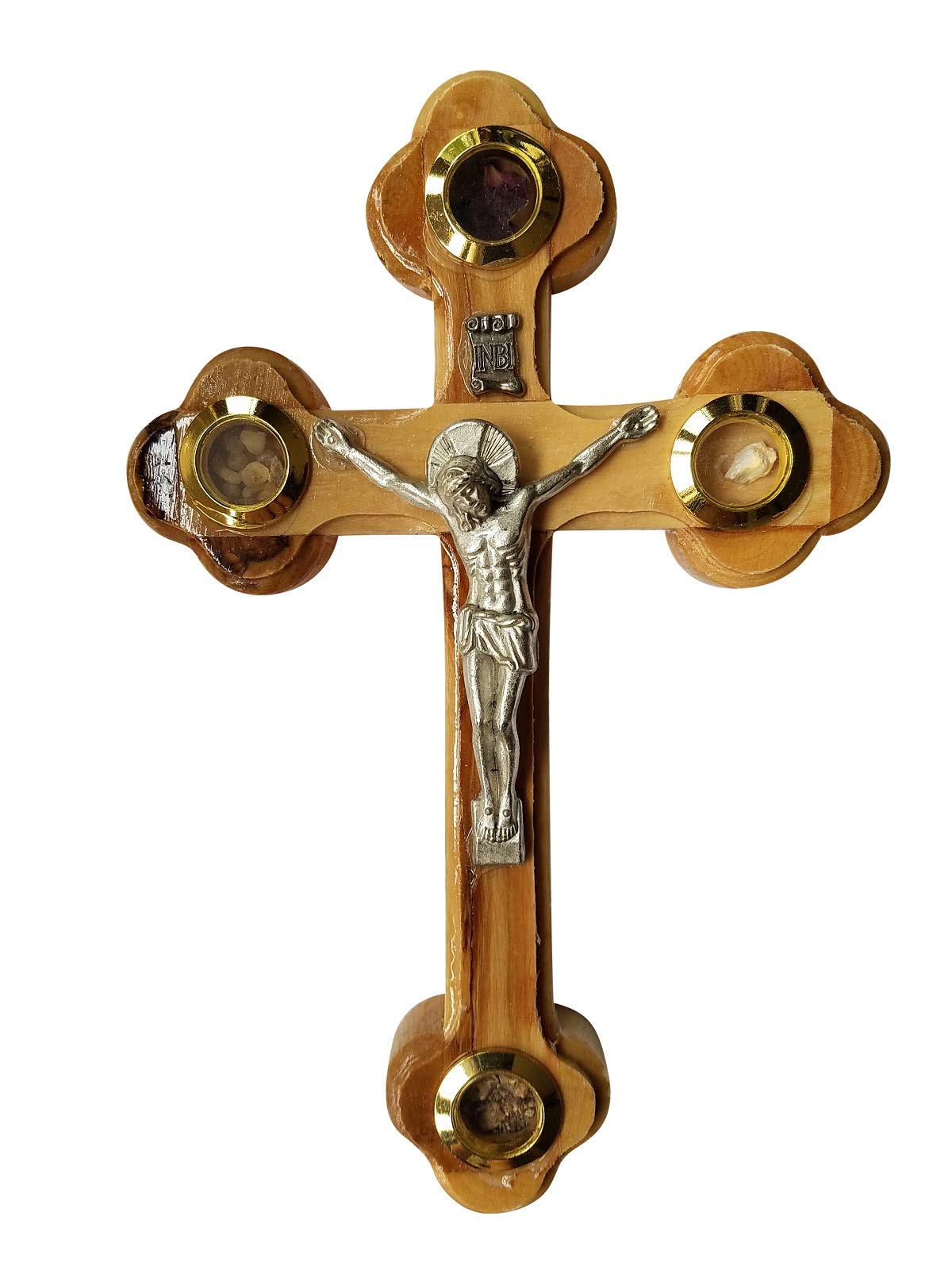 Bethlehem Gifts TM Wall Cross of Olive Wood with Crucifix Catholic from Jerusalem