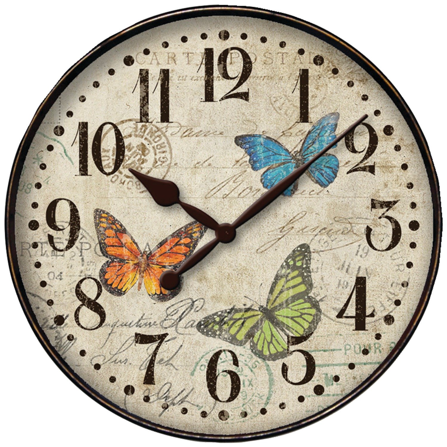 Westclox 32897BF Round Butterfly Wall Clock, 12"