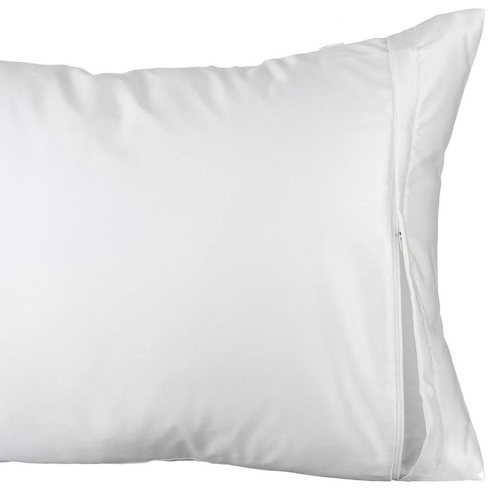 White Classic Luxury Hotel Collection Zippered Style Pillow Cover, 200 Thread Count, Soft Quiet Zippered Pillow Protectors, Stan