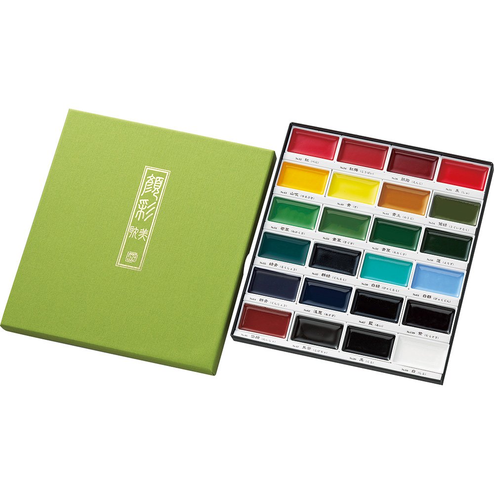 Kuretake GANSAI TAMBI 24 Colors Set, Watercolor Paint Set, Professional-quality for artists and crafters, AP-Certified, water co