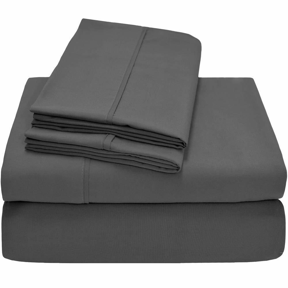 Mlv Linen Luxurious Finish comfortable Sleeper Sofa Bed Sheets Set, Egyptian cotton - Solid grey (Queen Size 60x74x 5)