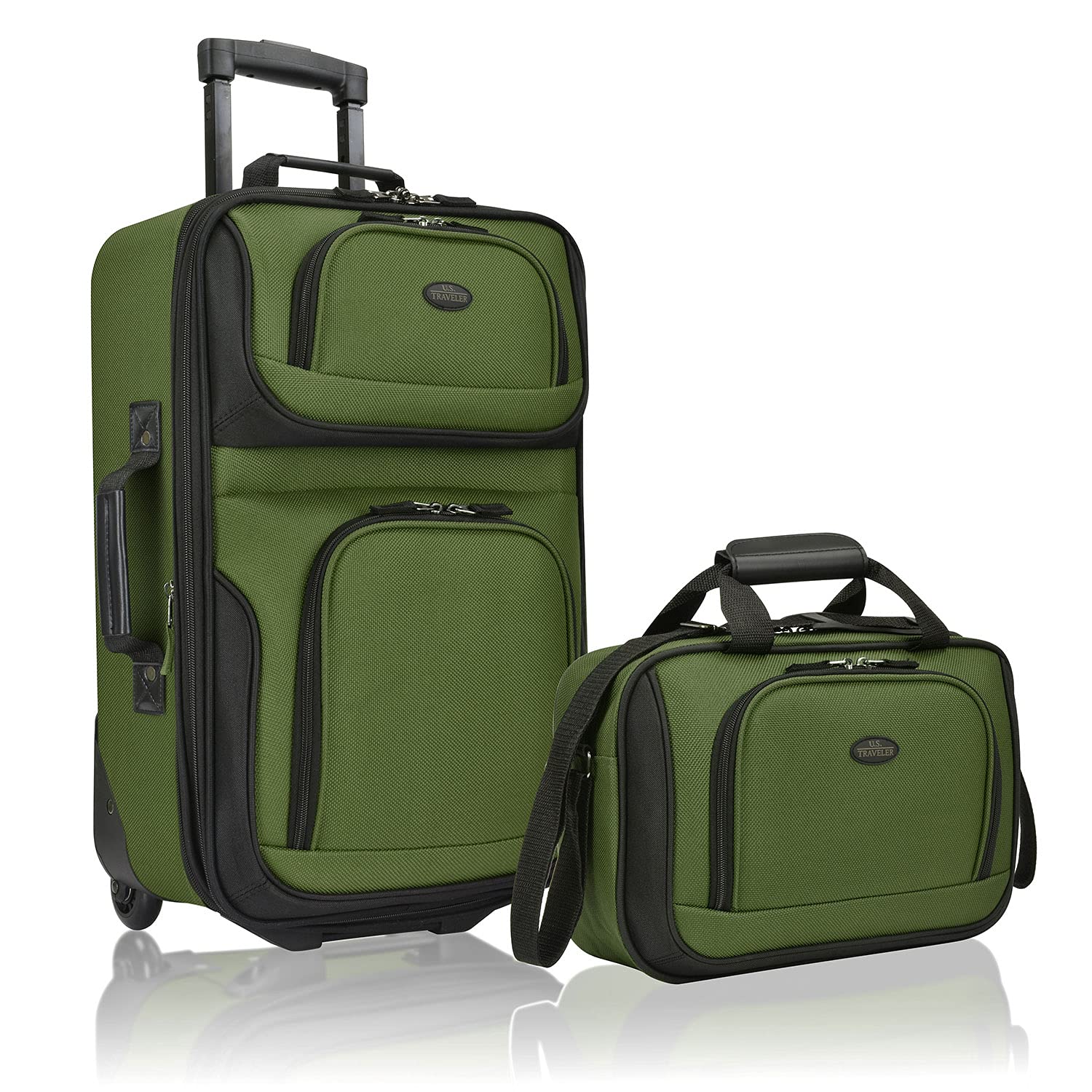 U.S. Traveler US Traveler Rio Fabric Expandable carry-on Luggage, green, 2 Wheel