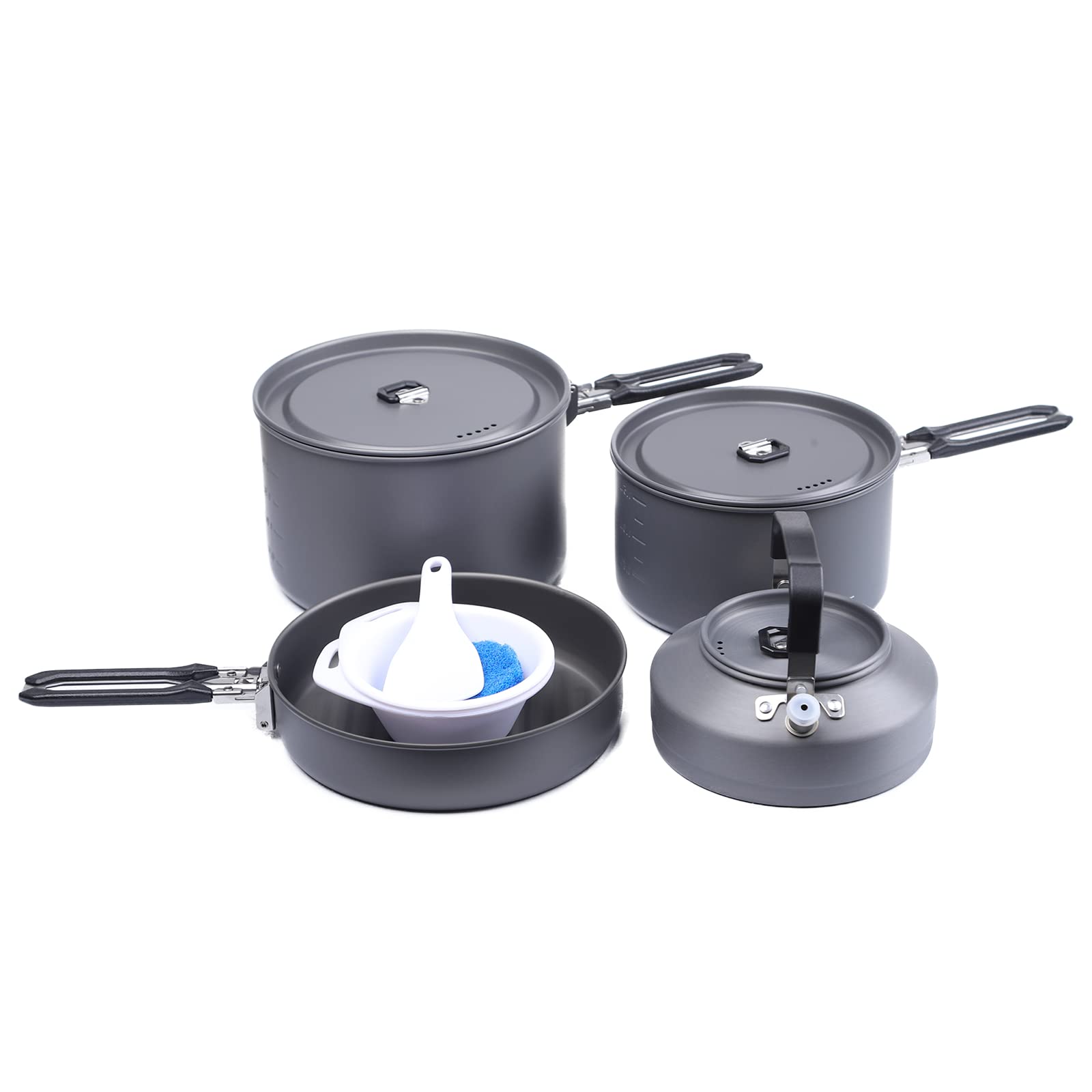 Fire-Maple Feast 4 Piece camping cookware camping Pot Set cookware Kit Outdoor cookware Set with Pots, Kettle, Saucepans and Spa
