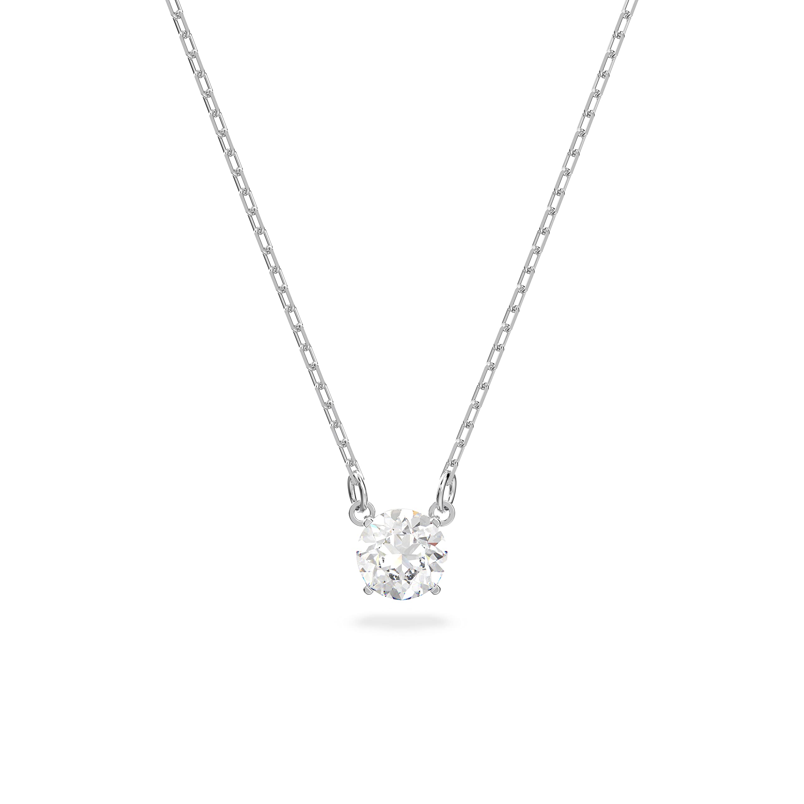Swarovski Attract Pendant Necklace with a circle cut clear crystal on