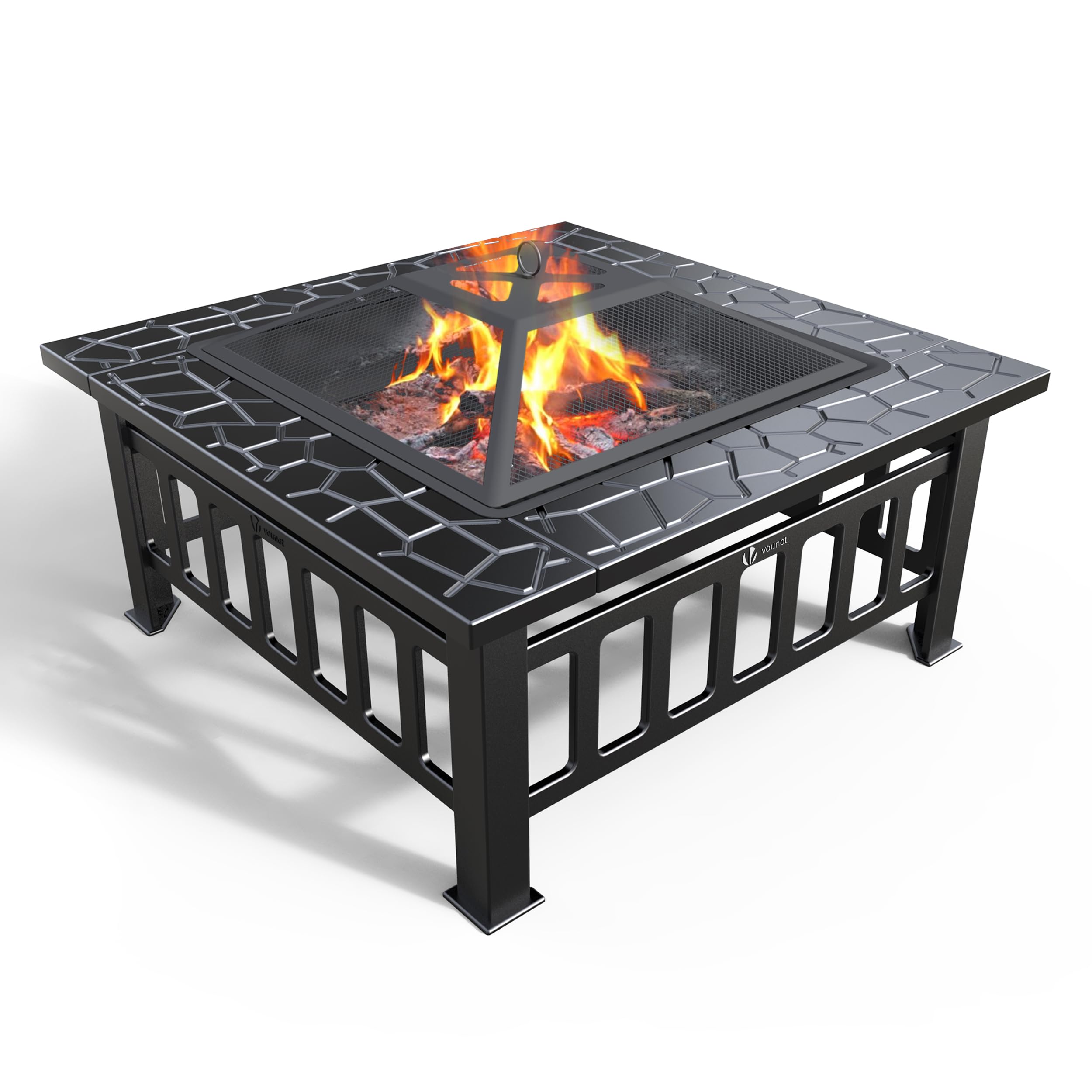 VOUNOT Outdoor Brazier for garden Terraces BBQ 3 in 1 Outdoor Fire for Summer and Fireplace and Barbecue Brazier 81 * 81 * 45cm 