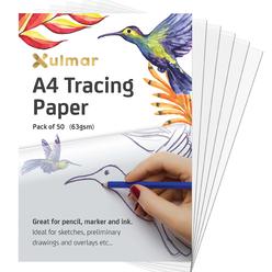 Xulmar Tracing Paper A4 63 gSM - Pack of 50 Sheets Tracing Paper for Sewing Patterns, Drawing Overlays & Sketching on Art Paper 