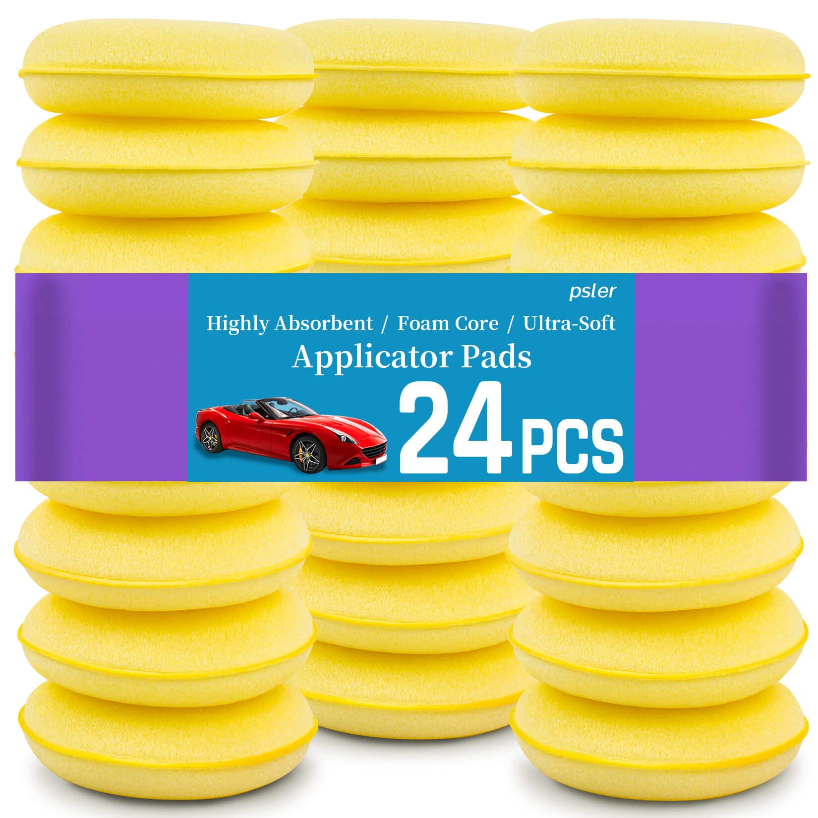 psler Foam car Wax Applicator Pad - PSLER Foam Applicator Pads Detailing Round 4 inch Polishing Sponges for car Wax Applicator Pad 24 