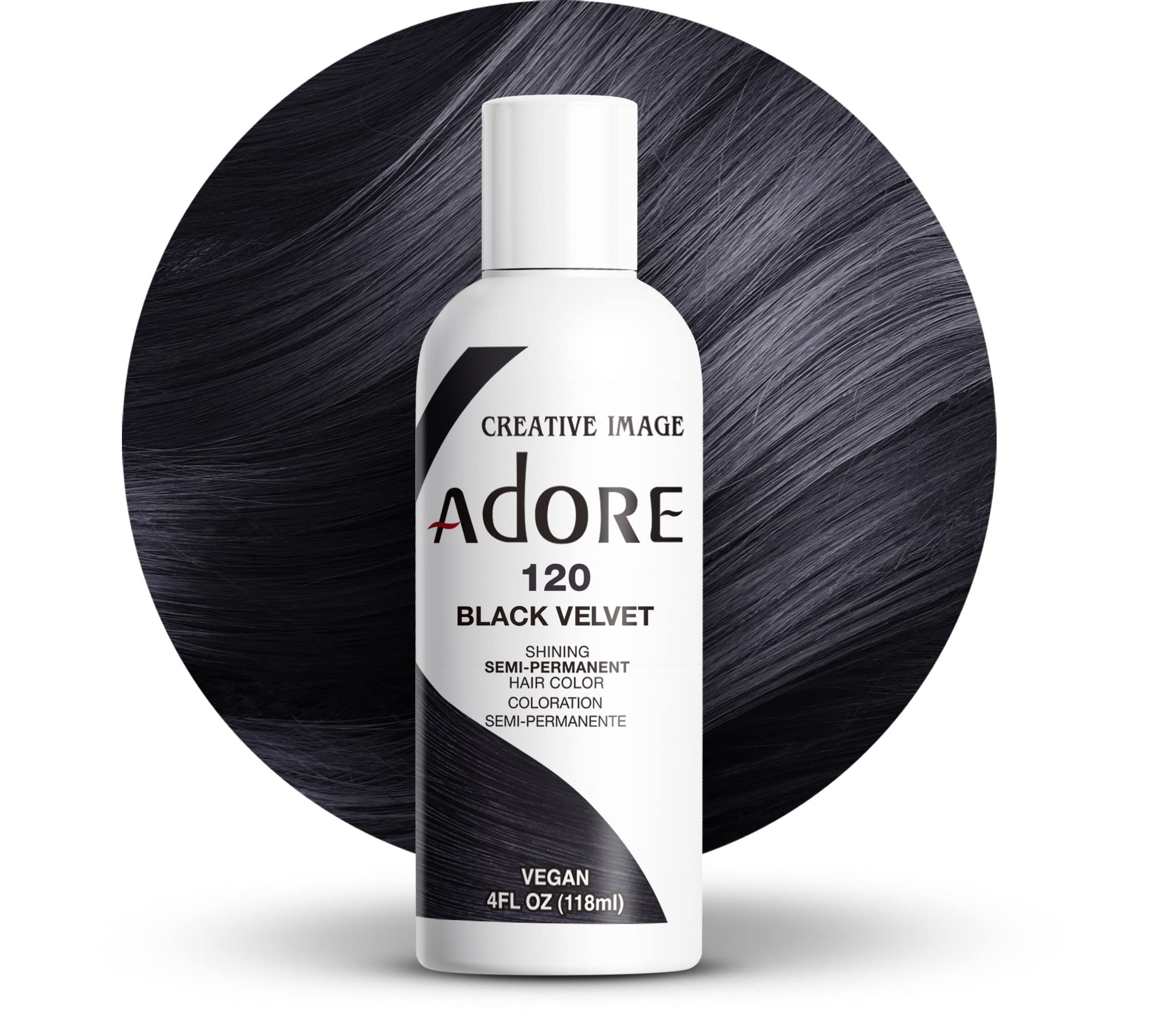 Adore Semi Permanent Hair color - Vegan and cruelty-Free Hair Dye - 4 Fl Oz - 120 Black Velvet (Pack of 1)