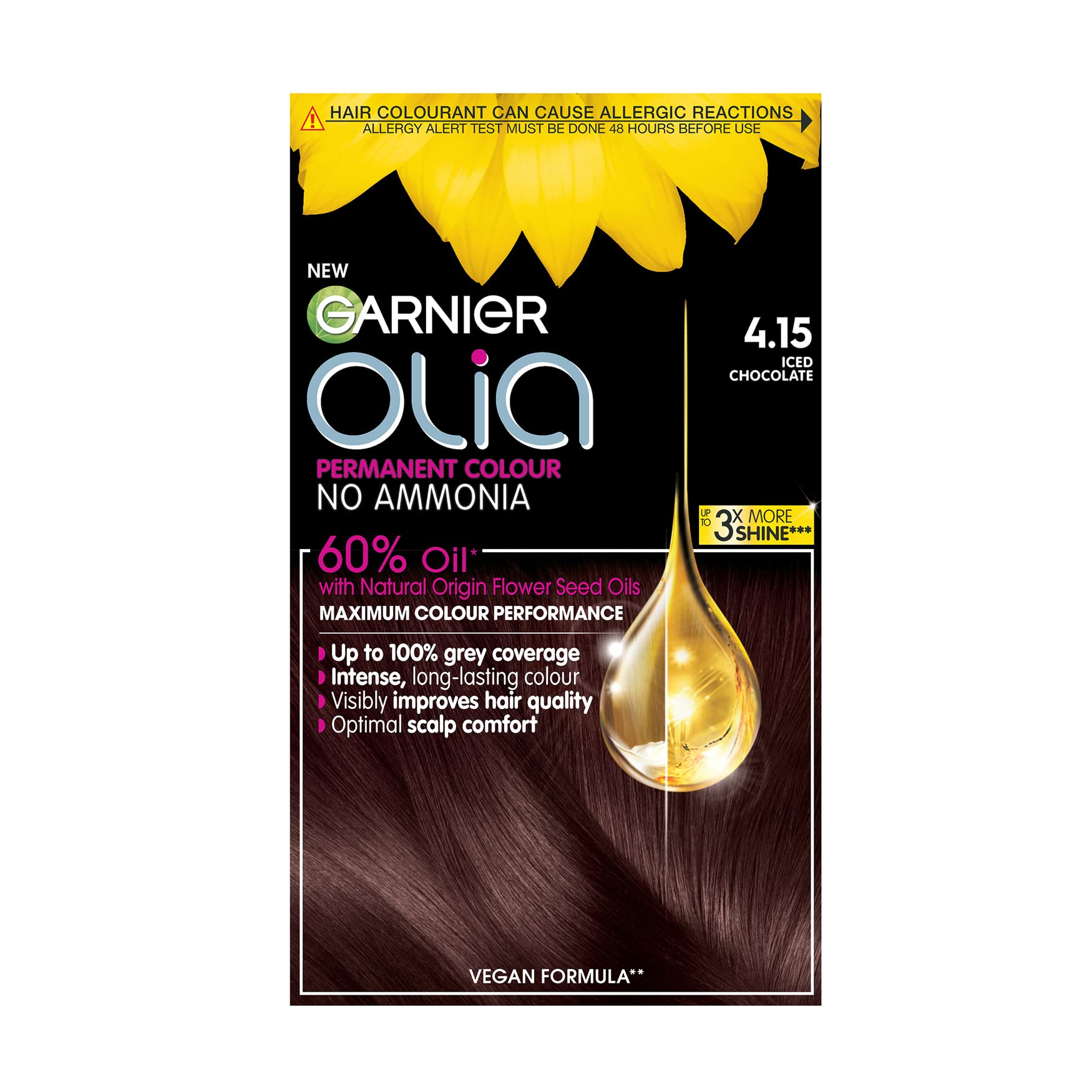 garnier Olia Iced chocolate Brown Permanent Hair Dye, No Ammonia for A Pleasant Scent, Up To 100% grey Hair coverage, Maximum co