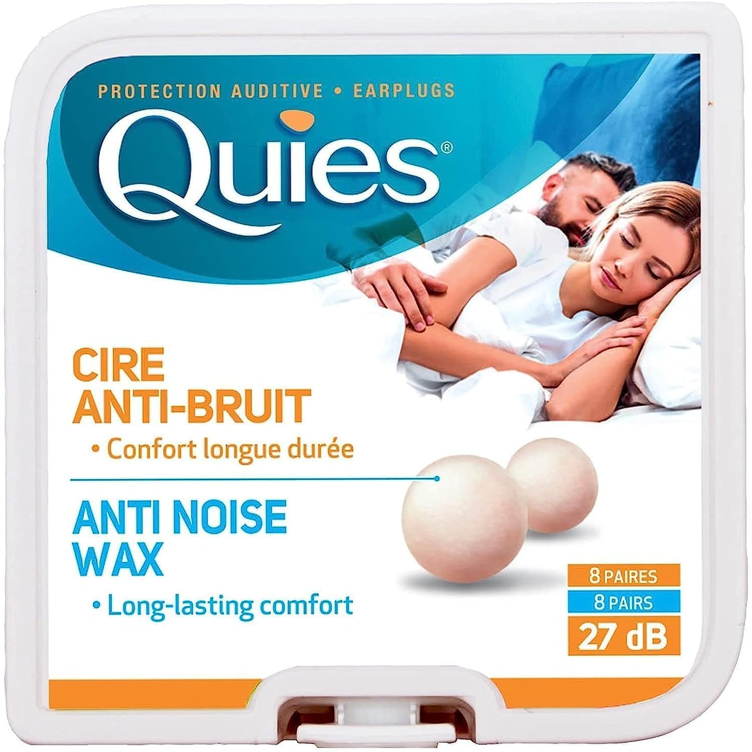 caswell-Massey Boules Quies Ear Plugs - Natural Beeswax and cotton Plugs for Swimming, Sleeping - Disposable, Reusable - 8 Pairs