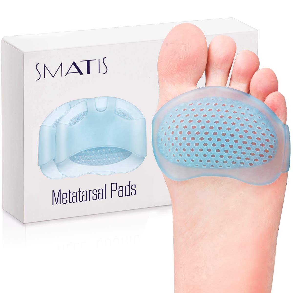 SMATIS Ball of Foot cushions(2 Pairs) Metatarsal Pads Soft gel Ball of Foot Pads Mortons Neuroma callus Metatarsal Foot Pain Relief