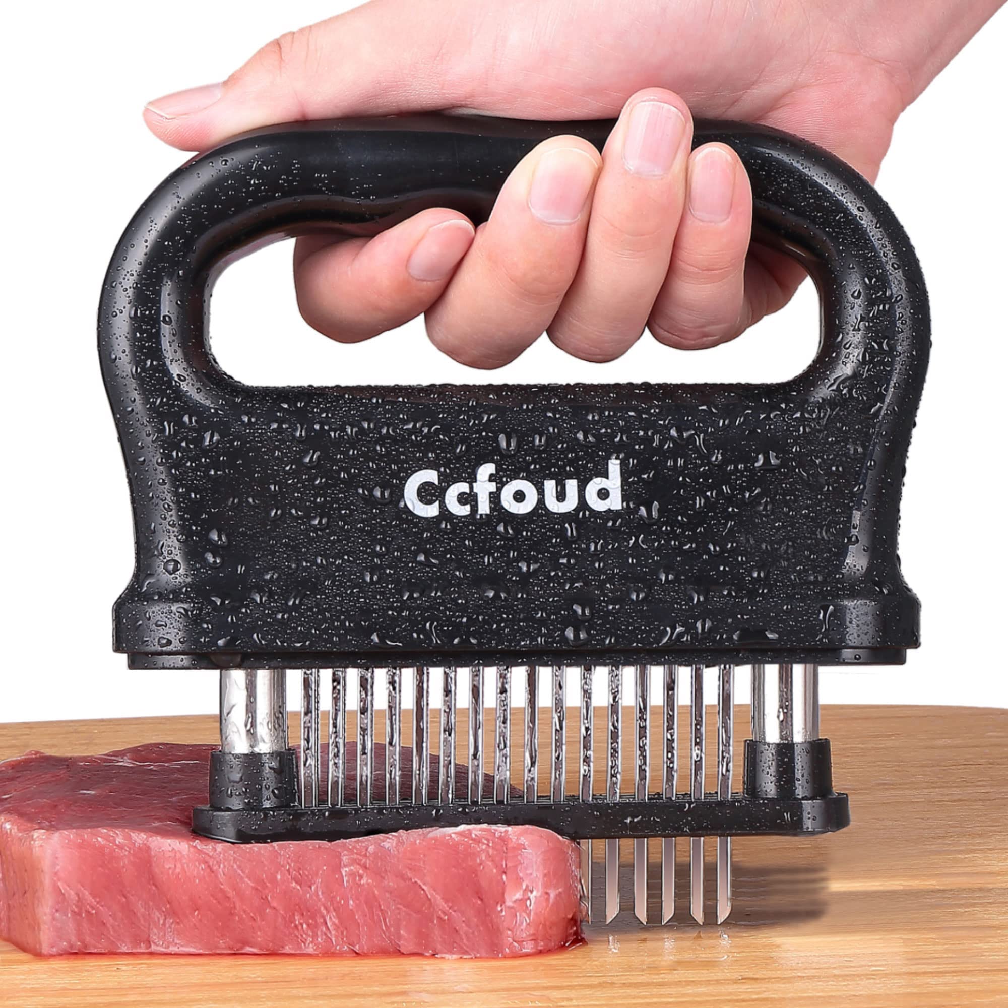 ccfoud Meat Tenderizer, 48 Stainless Steel Ultra Sharp Needle Blade Tenderizer for Tenderizing Steak, Beef with cleaning Brush,D