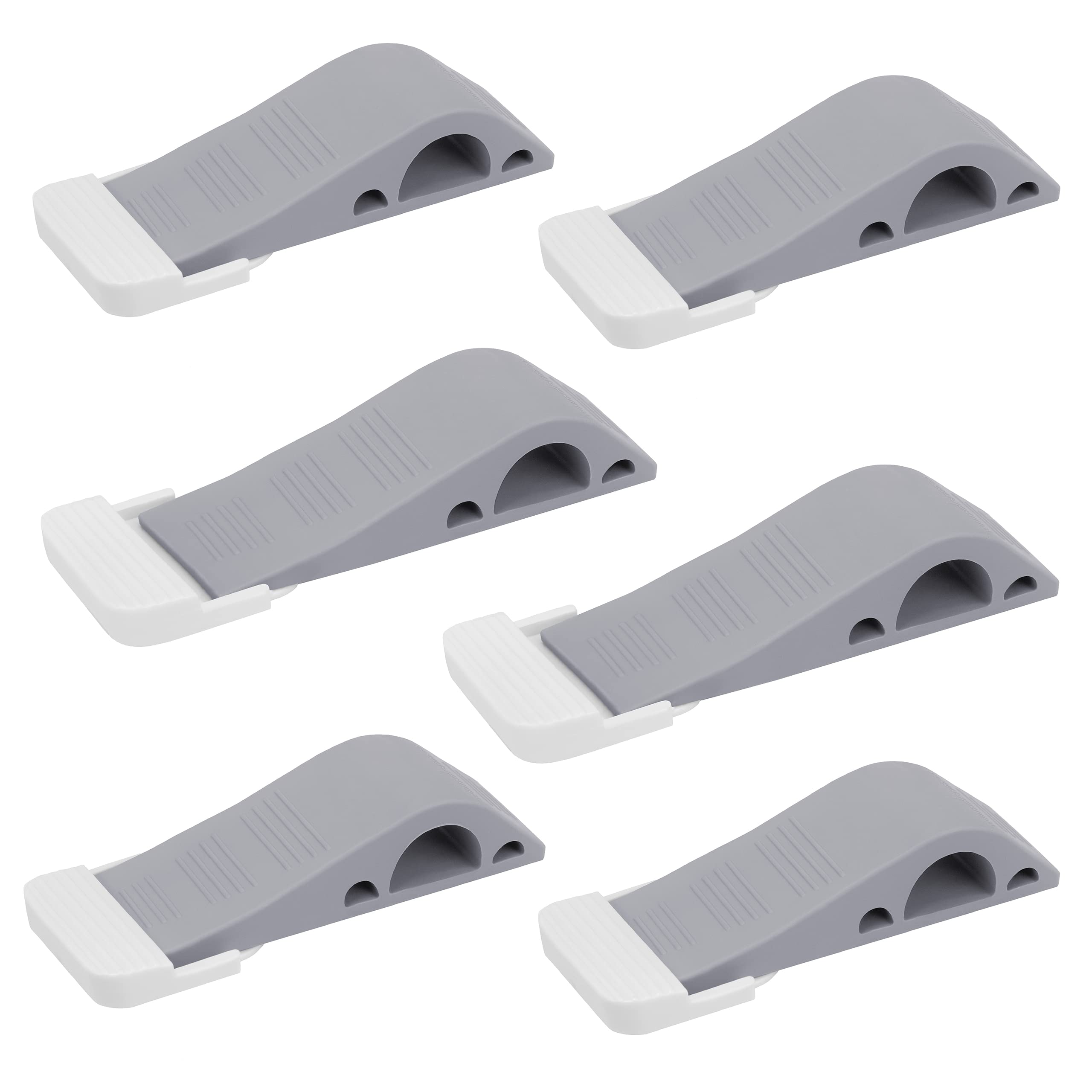 Wundermax Door Stoppers - Pack of 6 Rubber Door Wedge for carpet, Hardwood, concrete and Tile - Home Improvement Accessories - gray