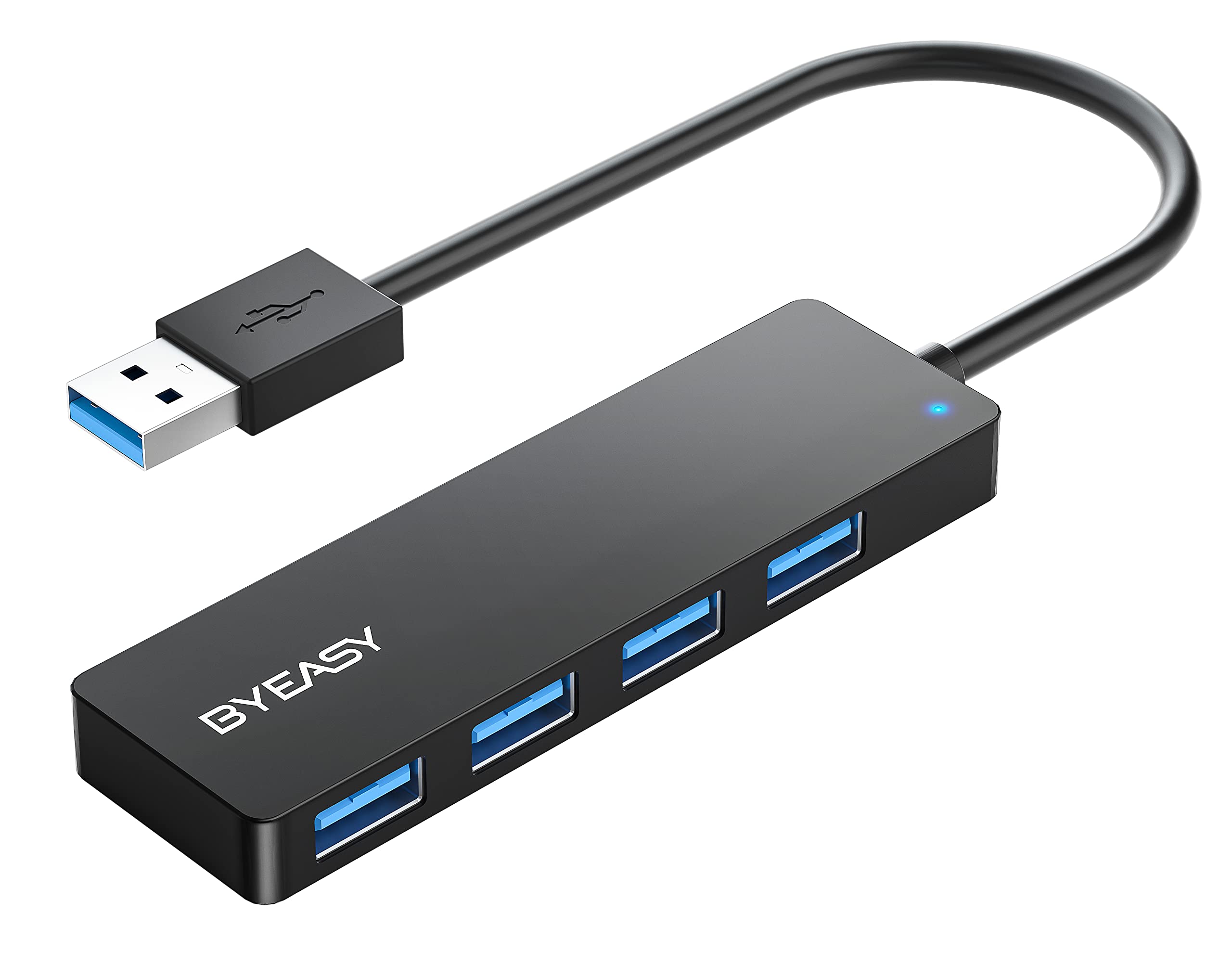 BYEASY USB Hub,USB Splitter for Laptop,Multiport USB 30 Hub,Multi USB Port Expander,Fast Data Transfer 4 Port USB Hub compatible