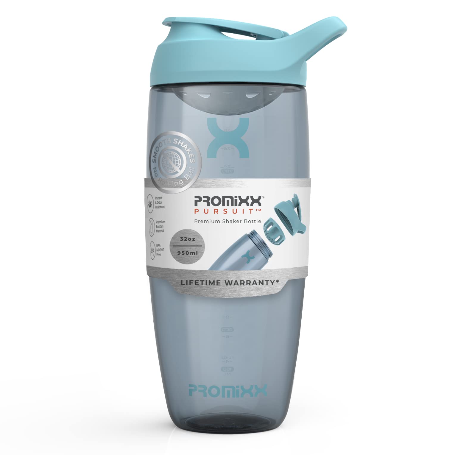 Promixx PURSUIT Protein Shaker Bottle - Premium Sports Blender Bottles for Protein Mixes and Supplement Shakes - Easy clean, Dur