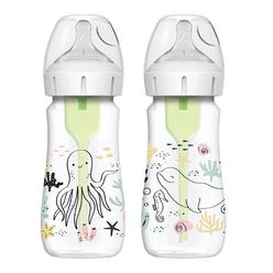 Dr. Browns Dr BrownAs Natural FlowA Anti-colic Options+A Wide-Neck Baby Bottle Designer Edition Bottles, Ocean Decos, 9 oz270 mL, Level 1 N
