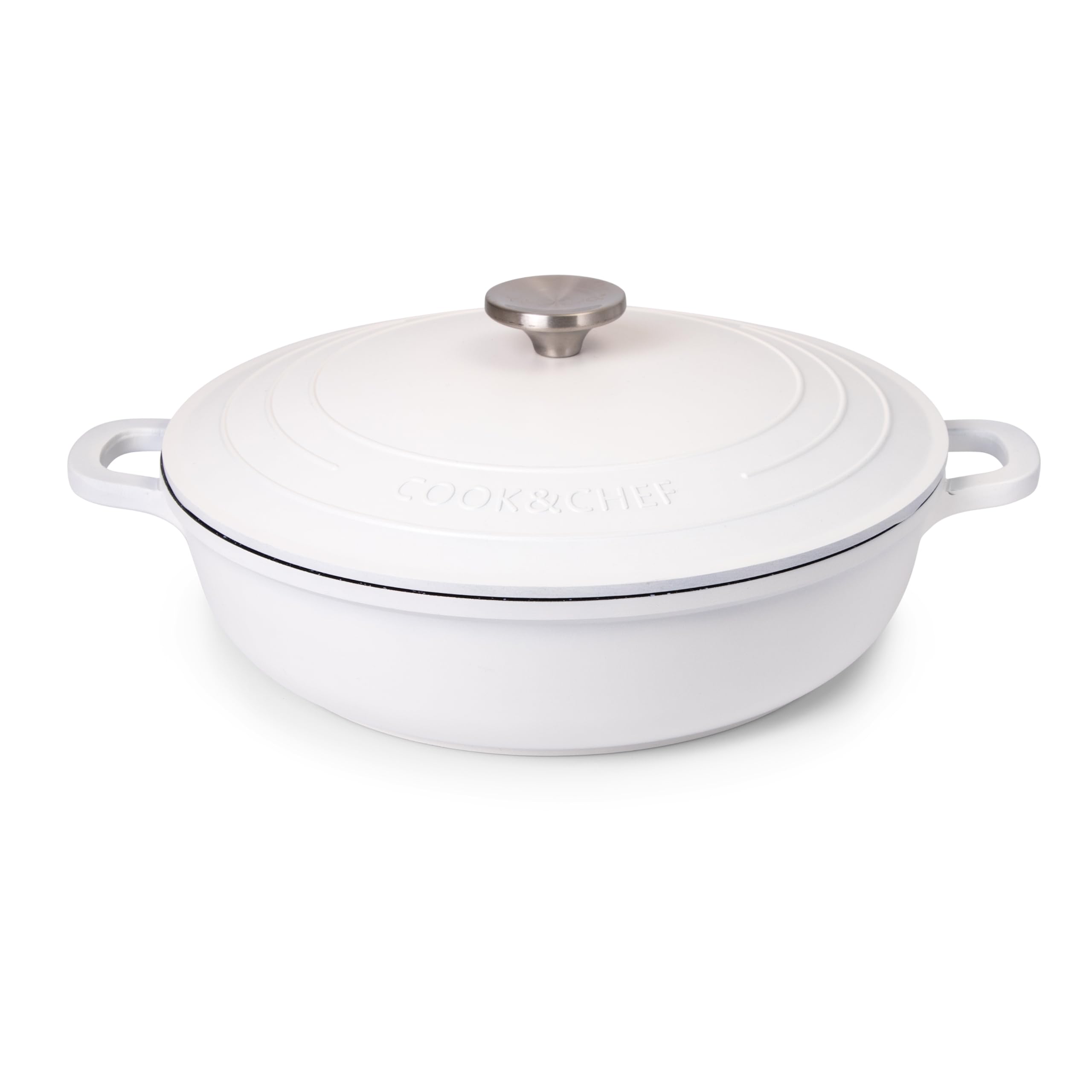 Nuovva casserole Dishes with Lid Oven Proof - Non Stick Shallow Dutch Oven - Induction cooking Pot - Oven Safe Aluminium Stockpot - 39L