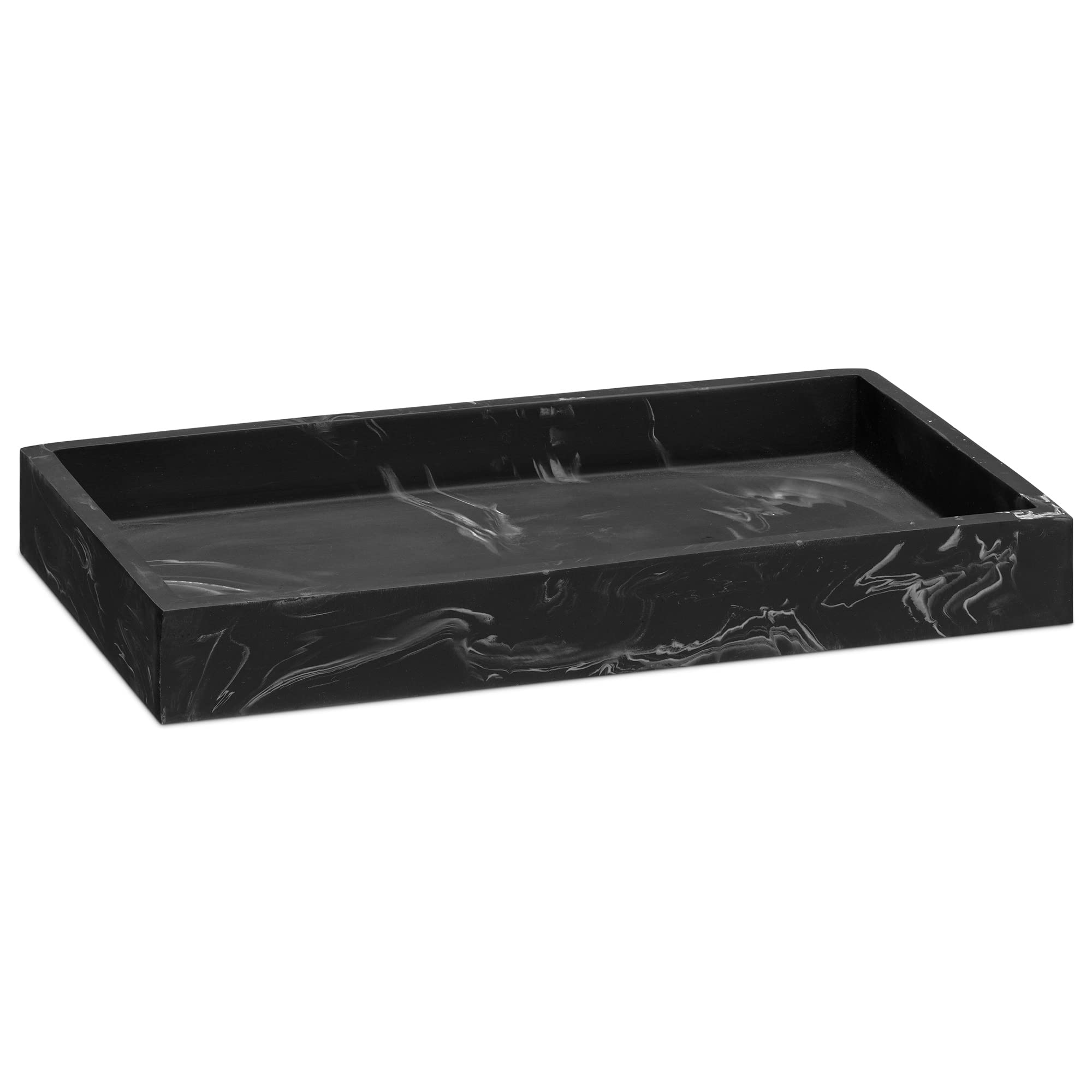 Navaris Black Marble Resin Vanity Tray - 925 x 492 Bathroom Organizer Dish - Decorative Holder for Jewelry, Kitchen counter Top,
