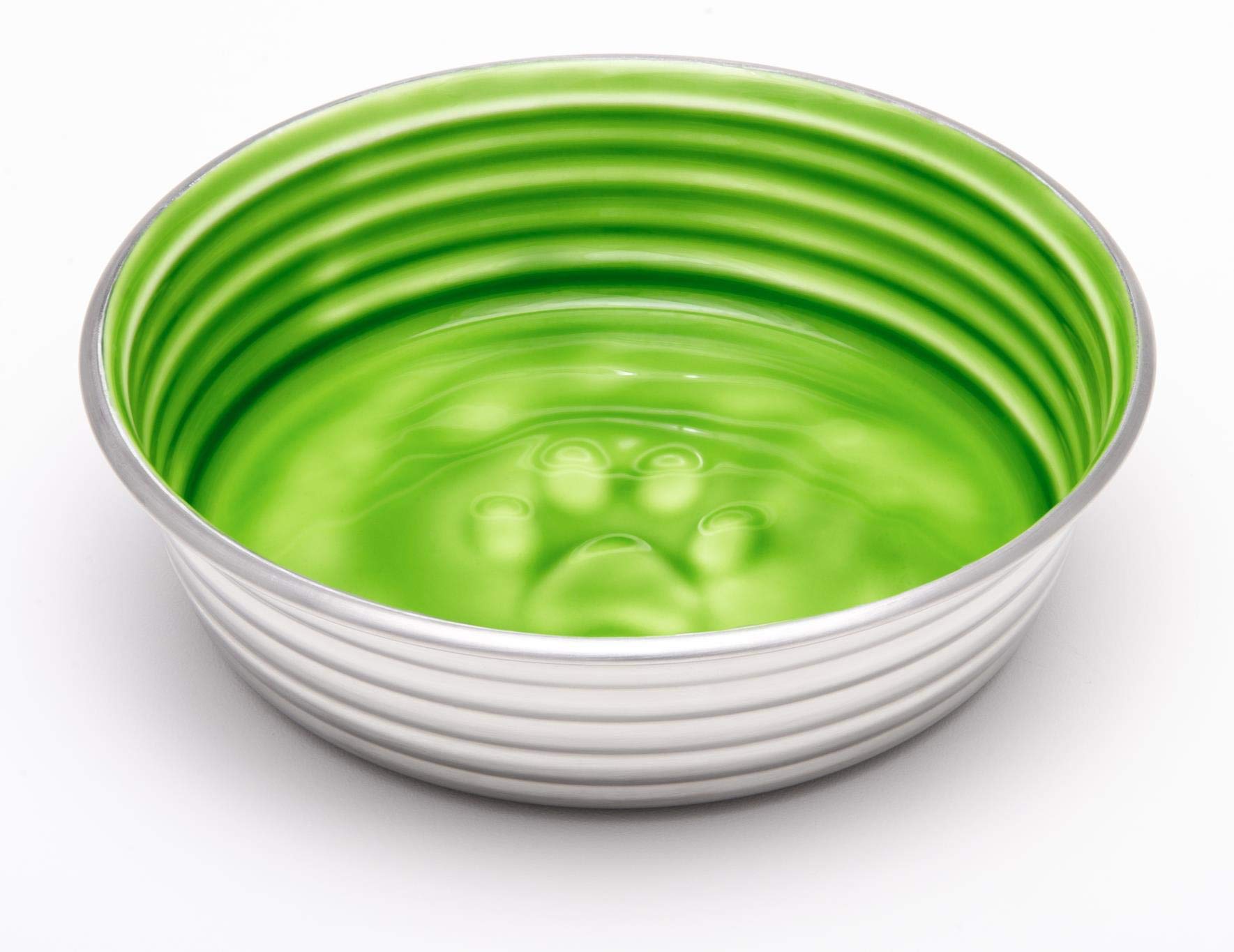 Loving Pets - Le BOL Dog Food Water Bowl Enamel ceramic Bowl No Tip Stainless Steel Pet Bowl No Skid Spill Proof (Medium, chartr