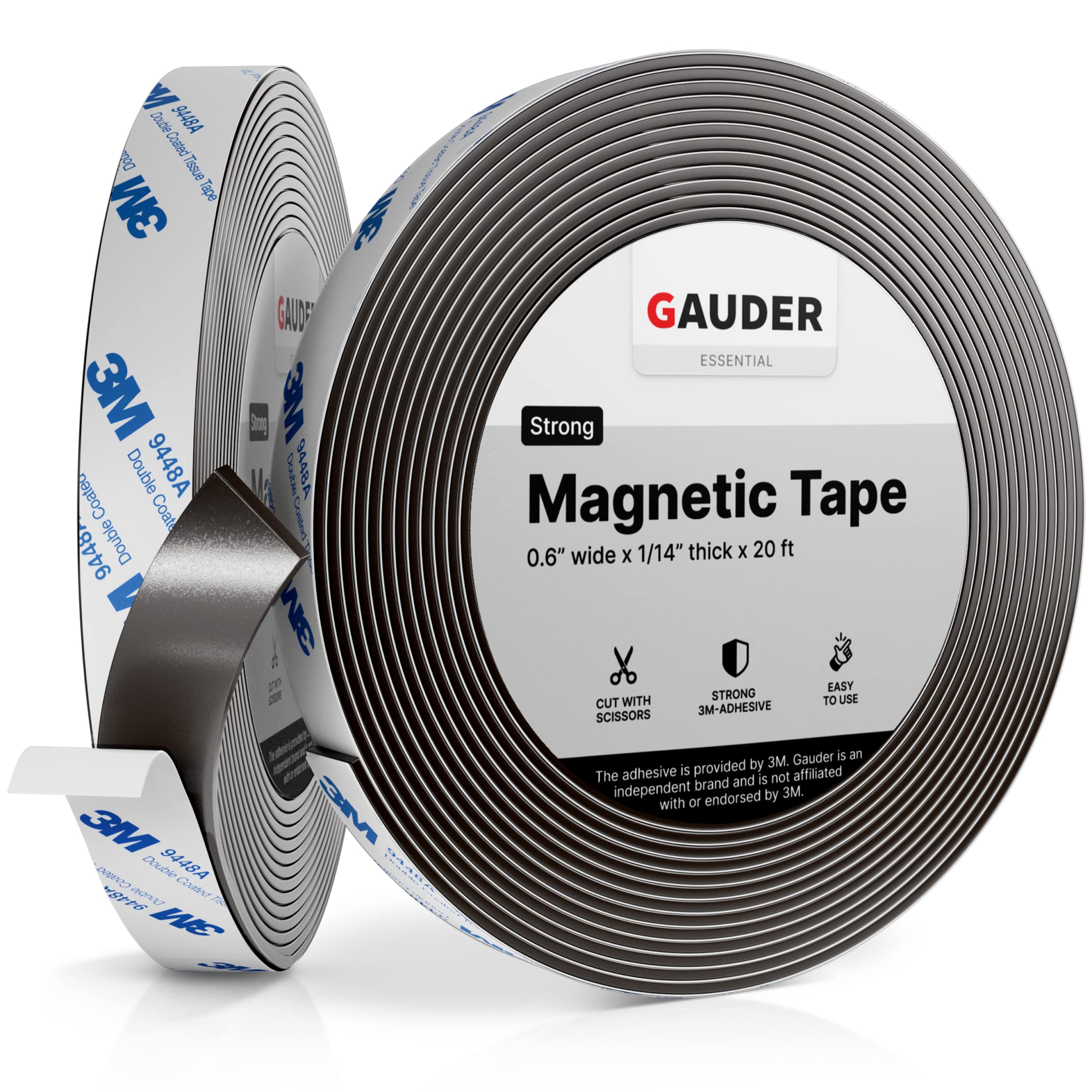 GAUDER BI-MY64-E7Y3 gAUDER Strong Magnetic Tape Self Adhesive (20 Feet Long  x 06 Inch Wide) Magnetic Strips with Adhesive Backing Magnet Roll
