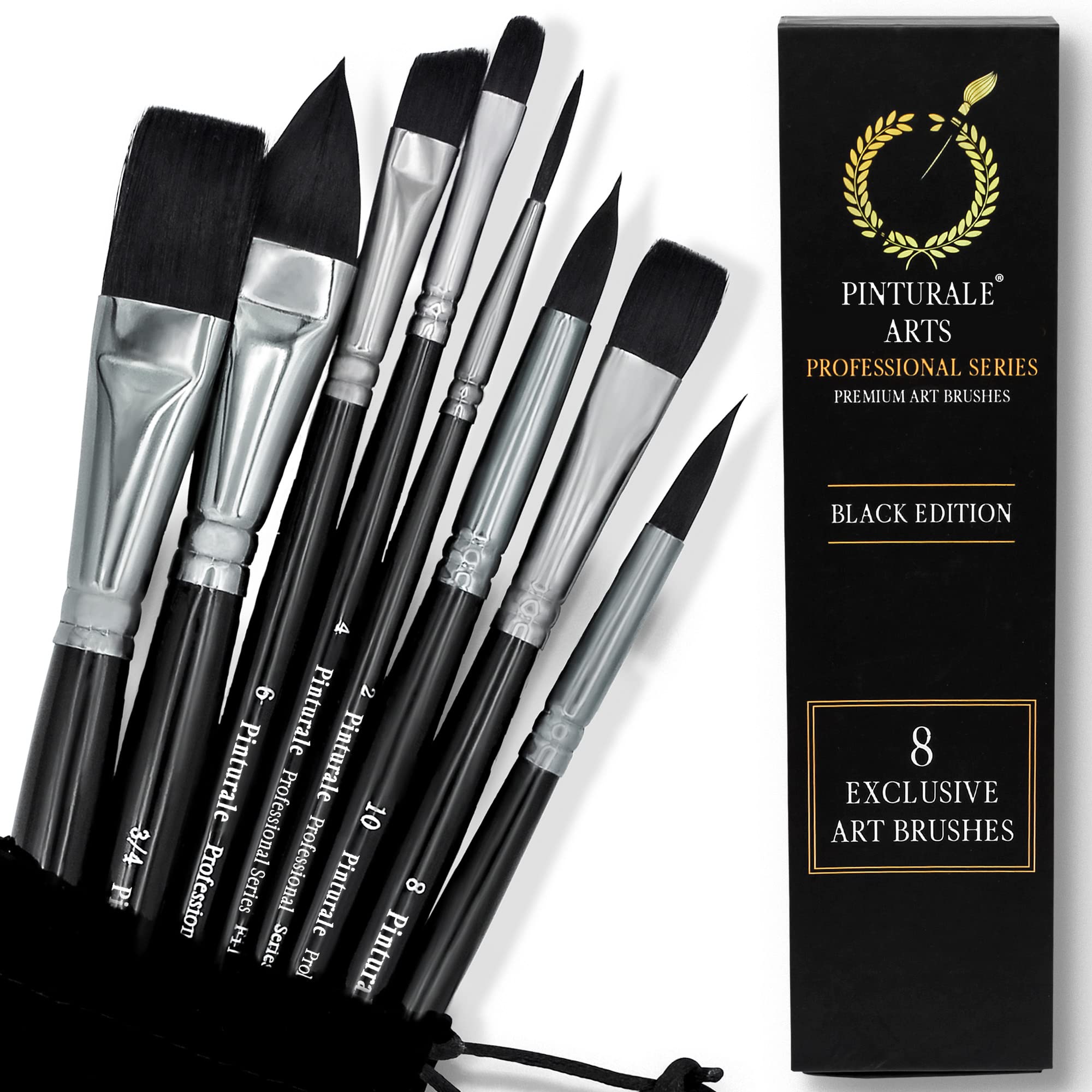 P-AA-0122 Pinturale Arts Professional Watercolor Brushes Black