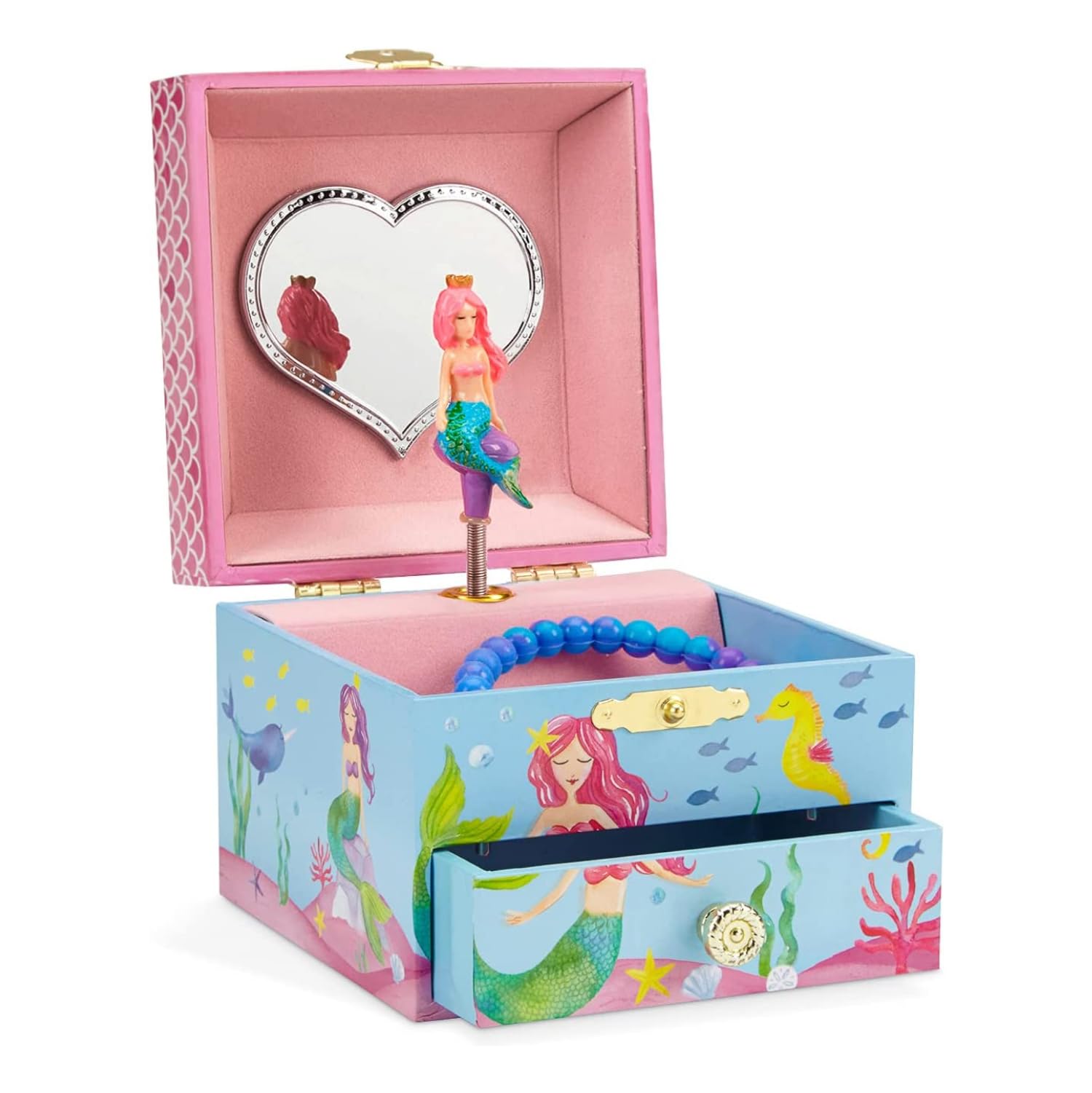 Jewelkeeper Mermaid girls Musical Jewelry Box, Underwater Design Pullout Drawer, Over The Waves Tune
