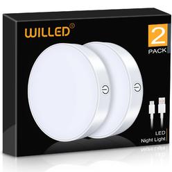 WILLED Dimmable Touch Light Buit-in 1000mAh Large Battery Rechargeable LED Tap Lights  Magnet Stick on closet Portable Puck Nigh