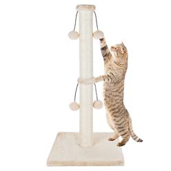 Dimaka 29 cat Scratching Post, Natural Sisal Rope Scratch Post with 4 Teasing Toy Balls for Large cats (Beige)