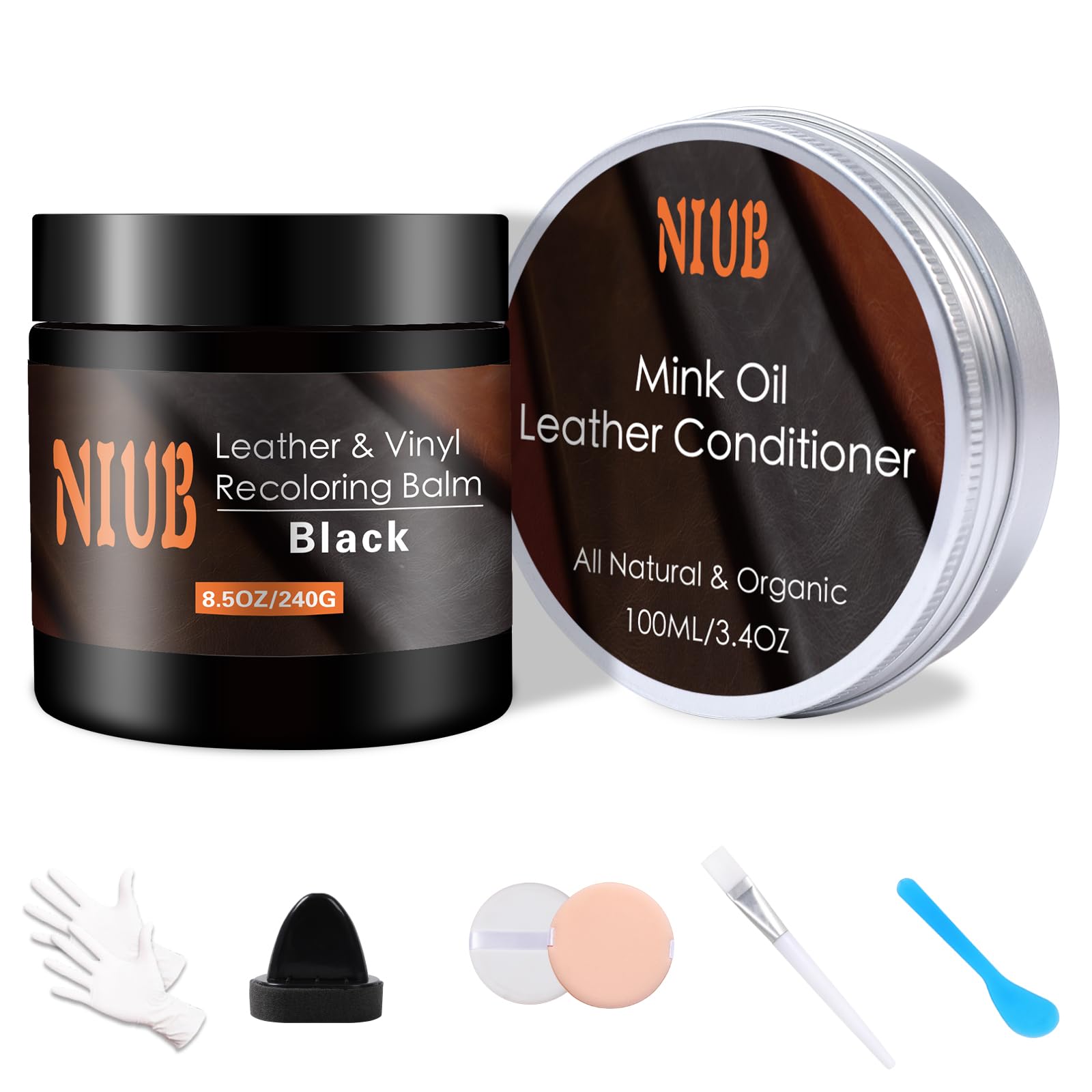 NIUB Leather Recoloring Balm, 85Oz Dark Brown with Oil Leather color Restorer, Leather Scratch Remover, Leather Restorer for cou