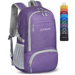 ZOMAKE Lightweight Packable Backpack 30L - Foldable Hiking Backpacks Water Resistant compact Folding Daypack for Travel(Purple)