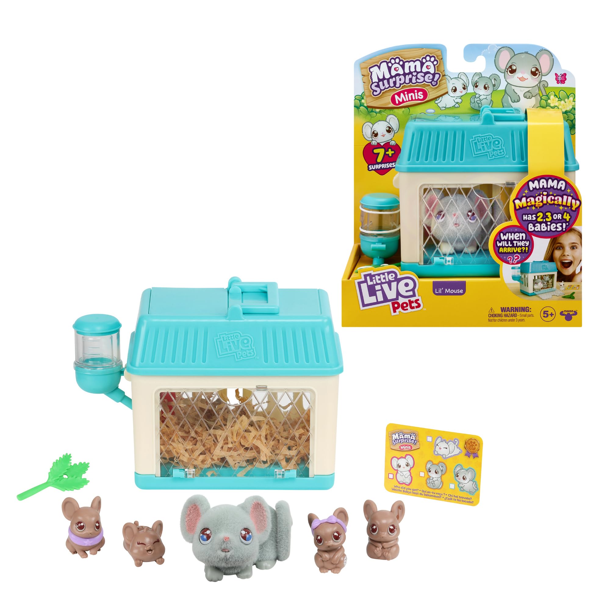 Little Live Pets - Mama Surprise Minis Feed and Nurture a Lil Mouse Inside Their Hutch so she can be a Mama She has 2, 3, or 4 B