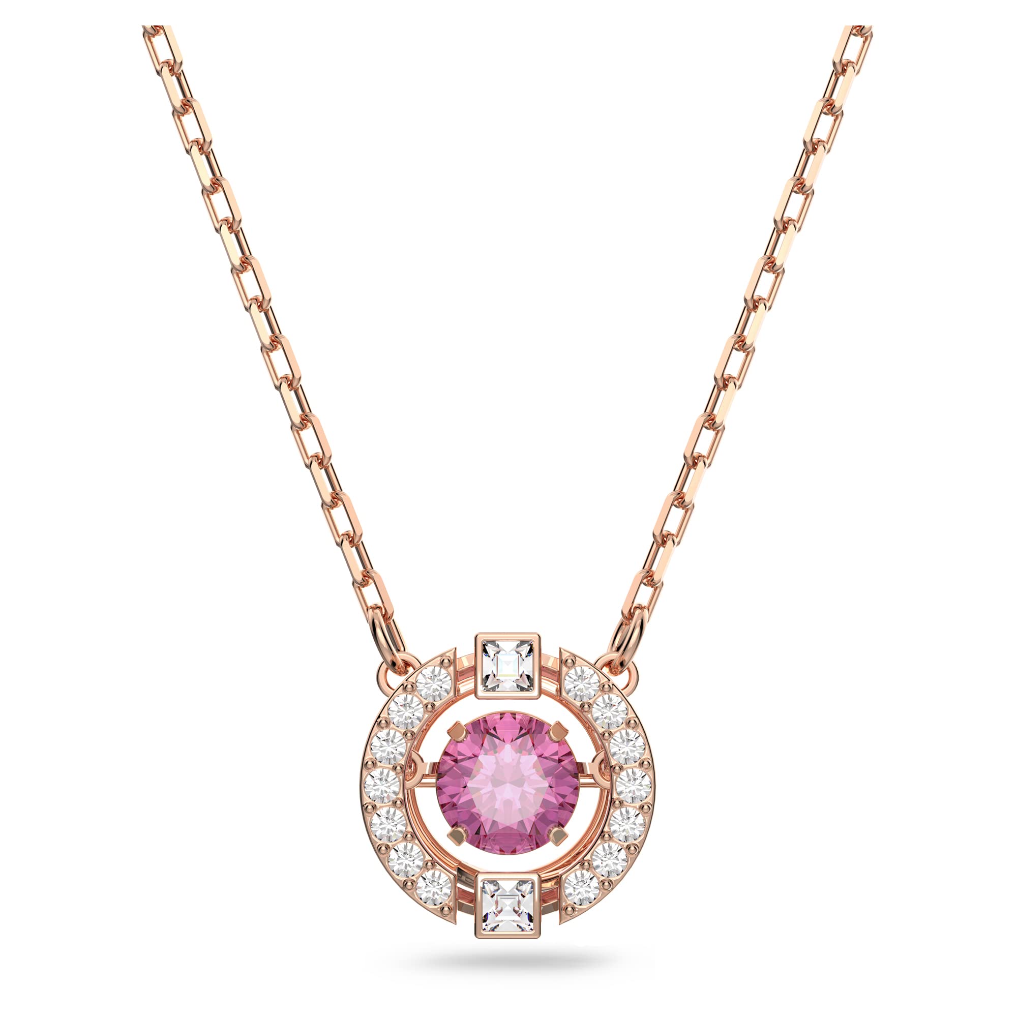 SWAROVSKI Womens Sparkling Dance Round Necklace, Red, Rose-gold tone plated