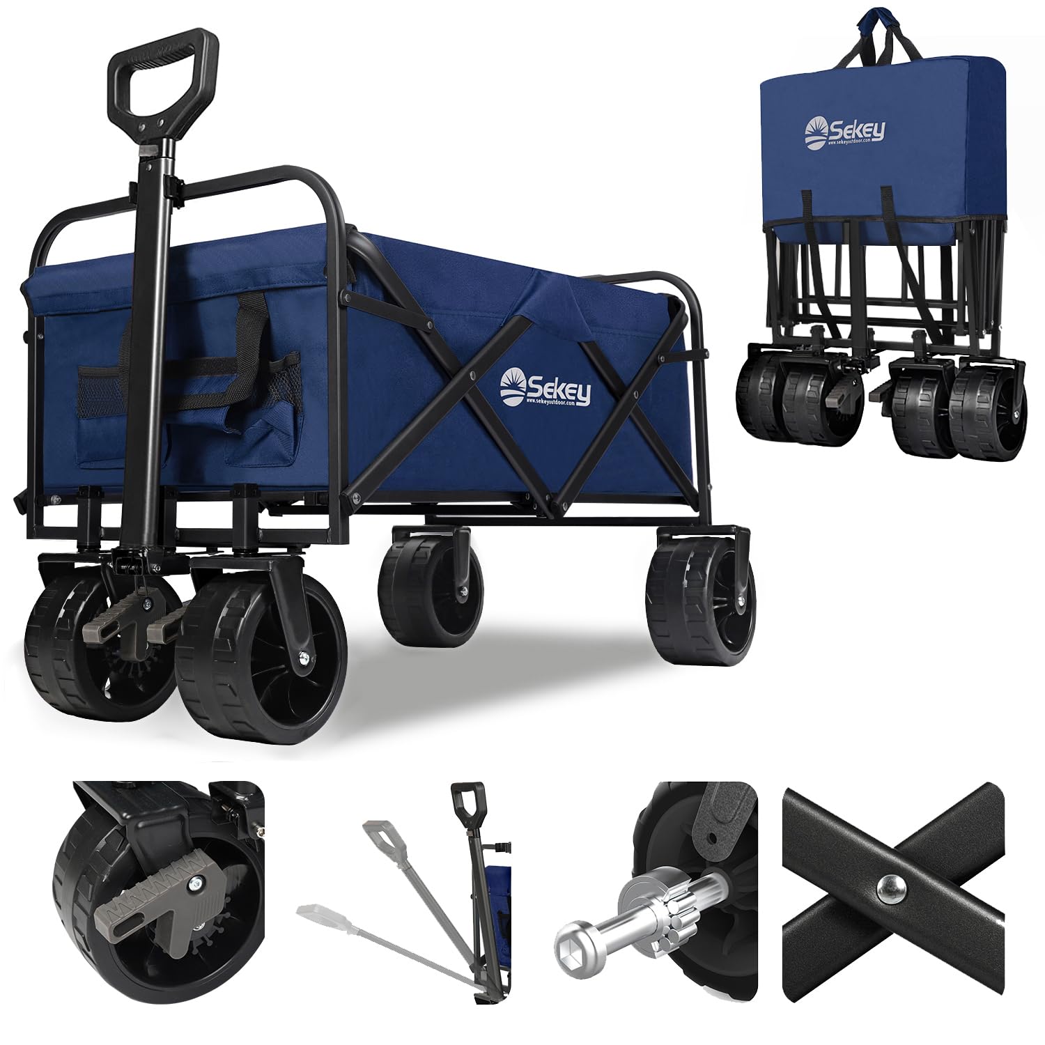 Sekey collapsible Foldable Wagon with 220lbs Weight capacity, Heavy