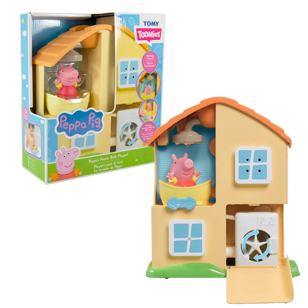 toomies Tomy Toomies Peppa Pig PeppaAs House Bath Toy Playset - Bath Time Water Play Activity center - Baby and Toddler Bath Toys for 18