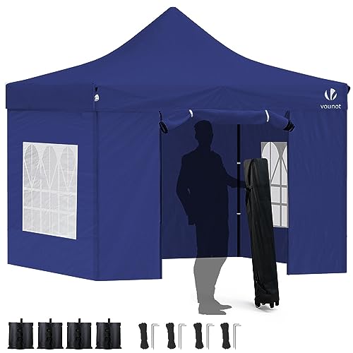 VOUNOT 10x10 Pop up canopy Tent with Sidewalls Instant Waterproof canopy Heavy Duty gazebo Tents with Roller Bag and Leg Weights