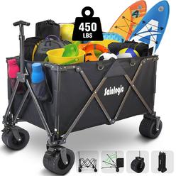 Sainlogic 300L collapsible Folding Beach Wagon cart with 450Lbs Large capacity, Wagons carts Heavy Duty Foldable with Big Wheels