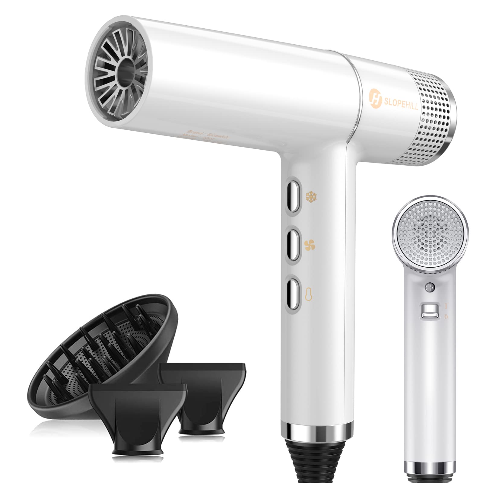 slopehill Hair Dryer with Unique Brushless Motor  Intelligent Fault Diagnosis  Innovative Microfilter  Oxy Active Technology  Le